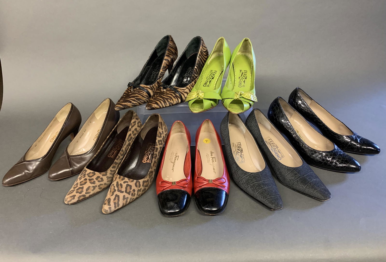 7 pairs of Salvatore Ferragamo shoes. (1 of 9)