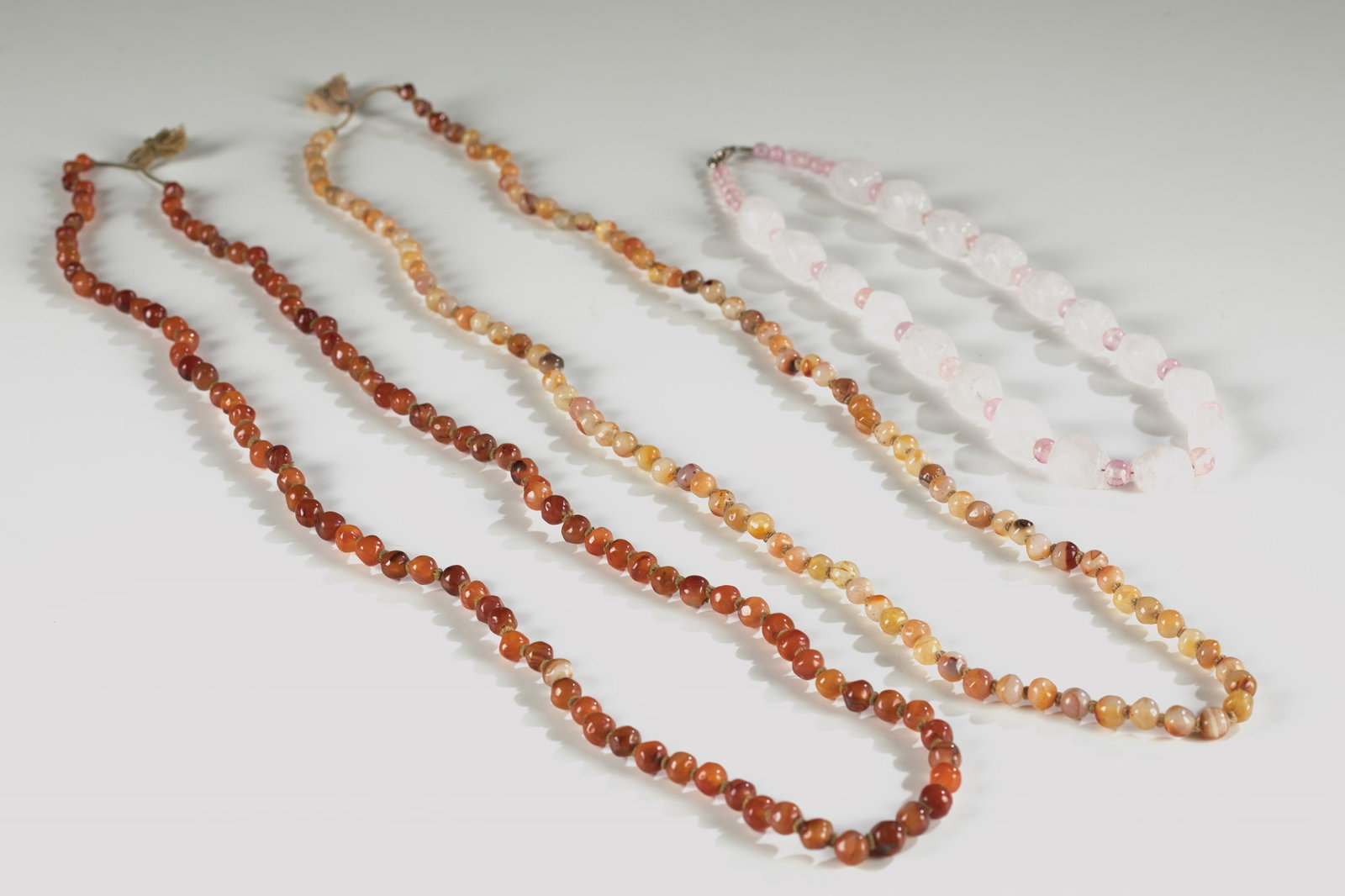 3 Beaded hardstone necklaces. (1 of 7)