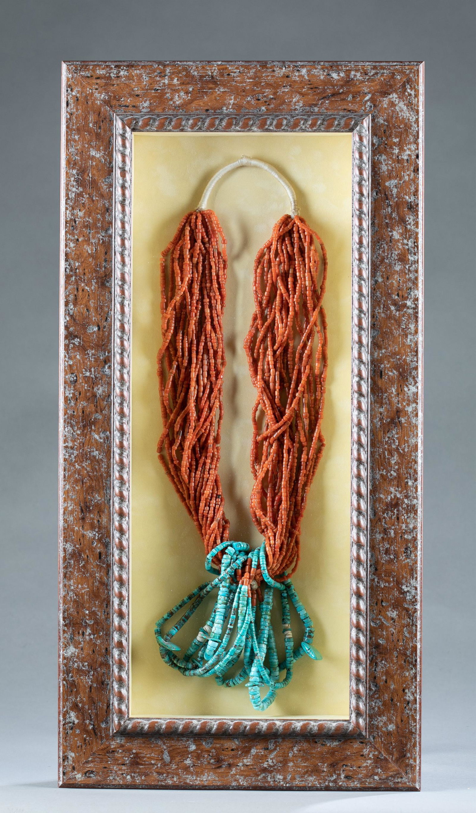 Pueblo turquoise and coral necklace. (1 of 3)