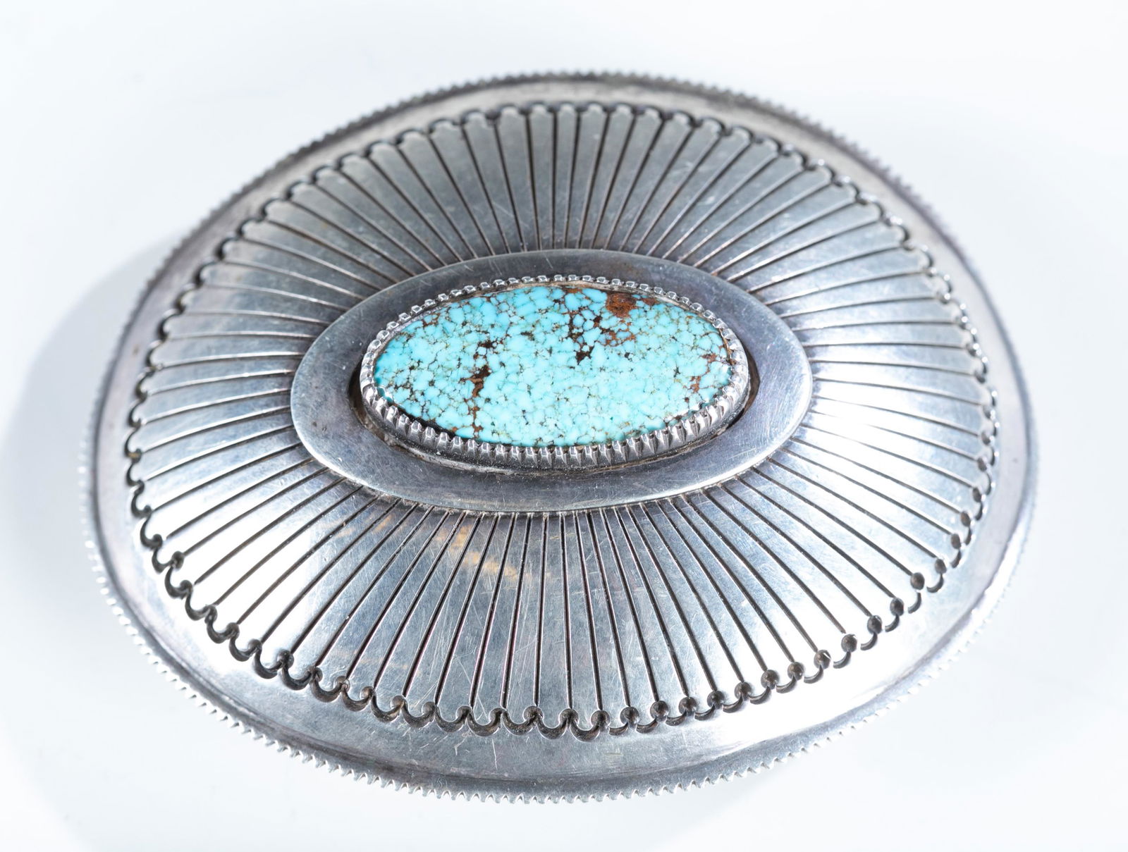 J. Nez Southwest silver belt buckle. (1 of 4)