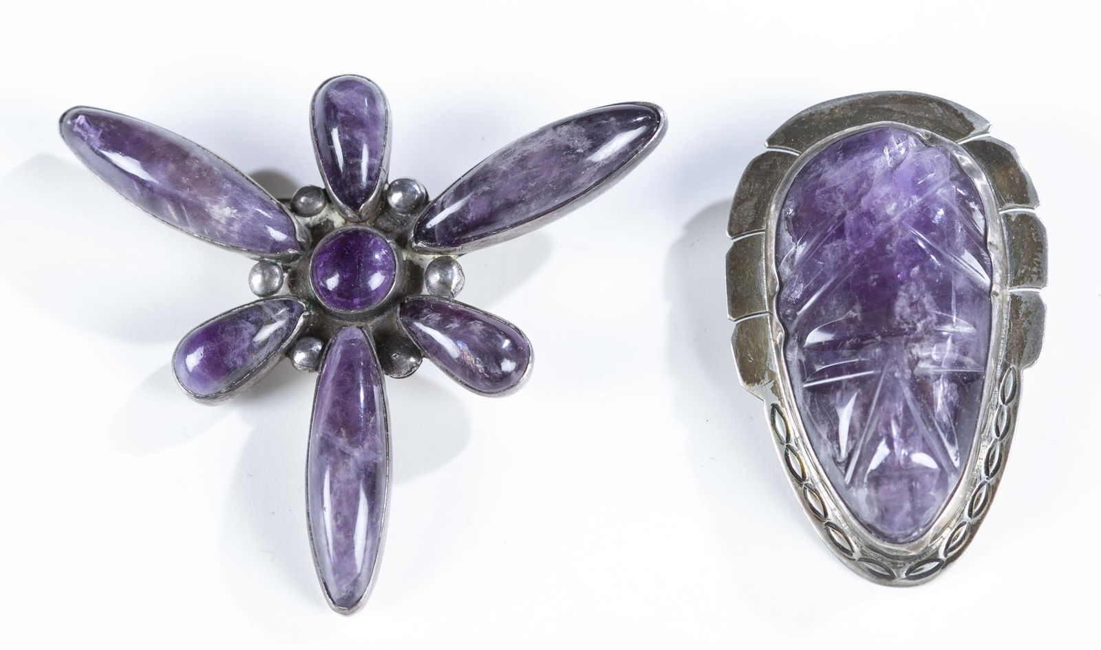 2 Mexican silver brooches. (1 of 6)