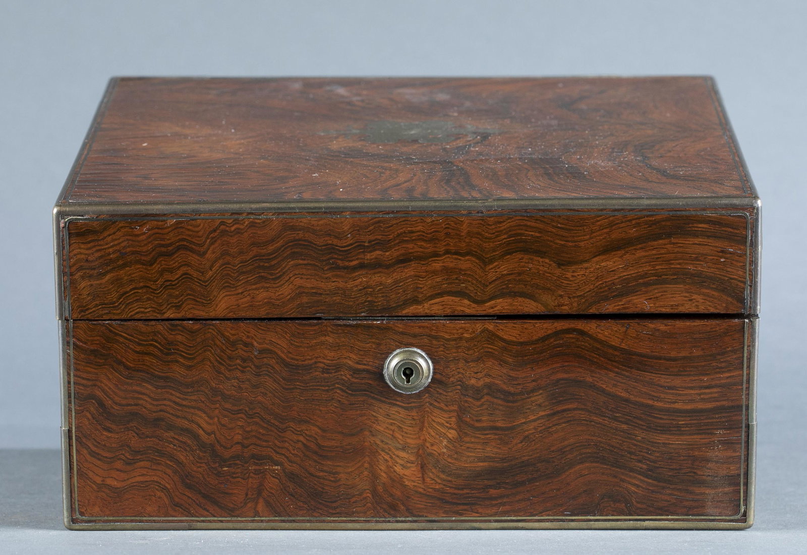 Victiorian Royal Navy cigar humidor.: Royal Navy cigar humidor, Mid 19th Century. Walnut case with later cedar lining. Brass fixtures with handles along side. Presentation plaque on top "TO/ CAPTAIN TRYON/ by the Gun Room Officers H.M.B."