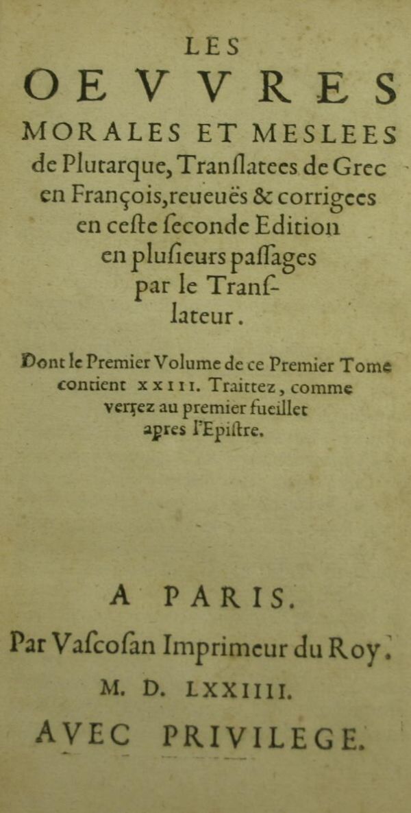 Early Printing 1574 Plutarch 3 Volumes - 2