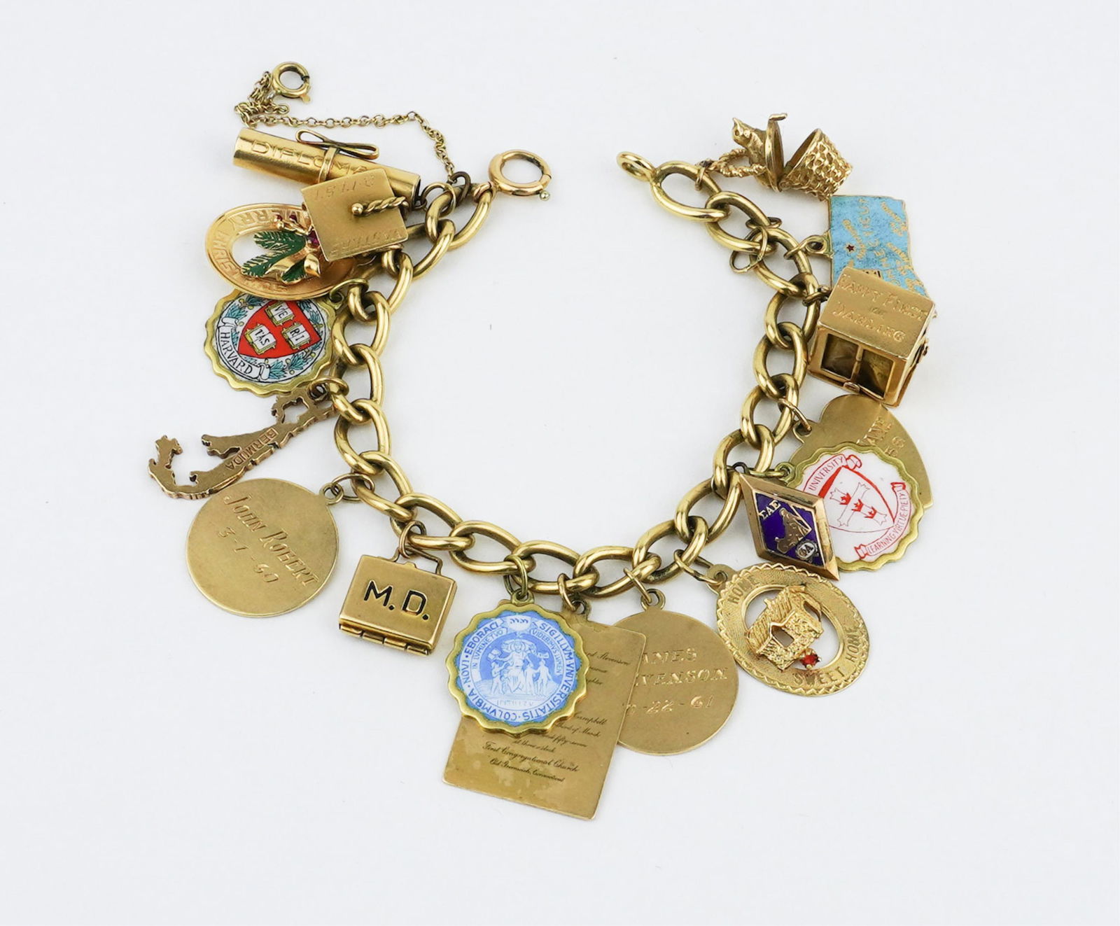 14KYG Charm Bracelet with 16 14KYG Charms (1 of 1)