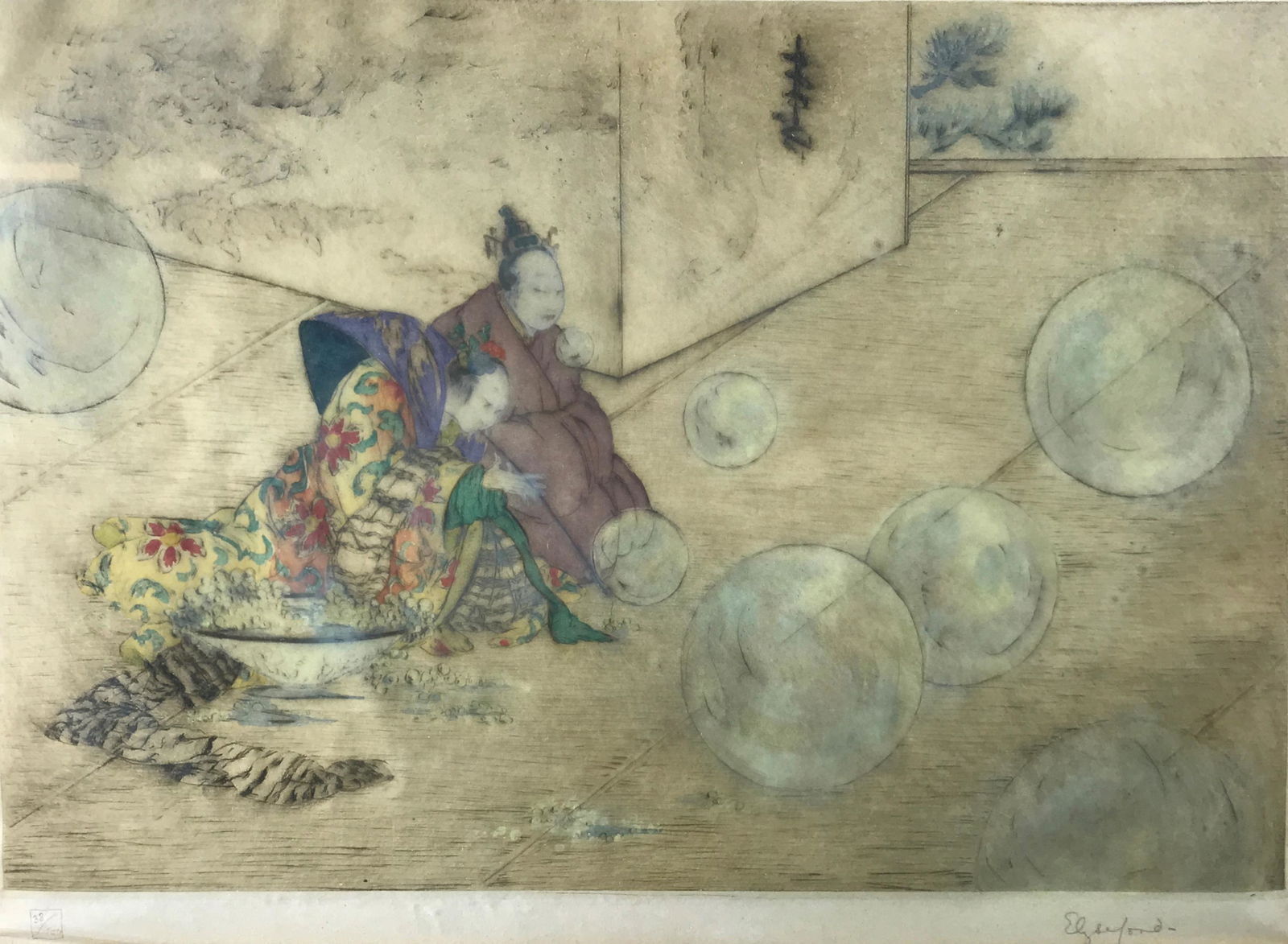Elyse Ashe Lord. Bubbles. Etching. 19th c. (1 of 5)