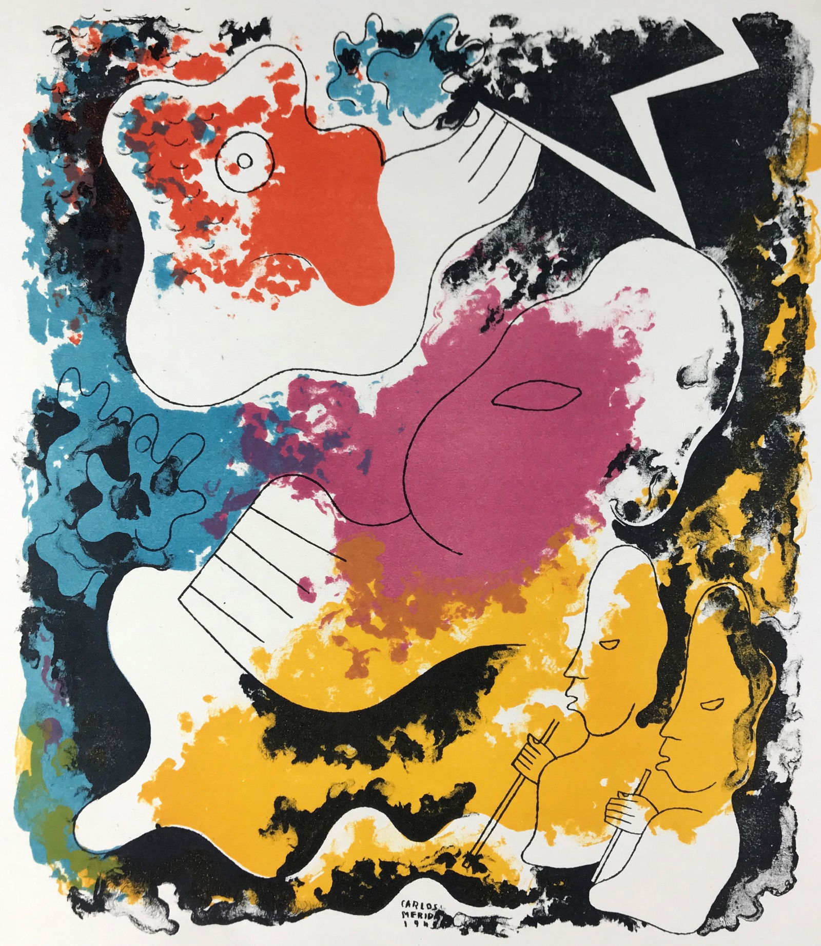 Carlos Merida. Sin Titulo (Plate II). Lithograph. (1 of 4)