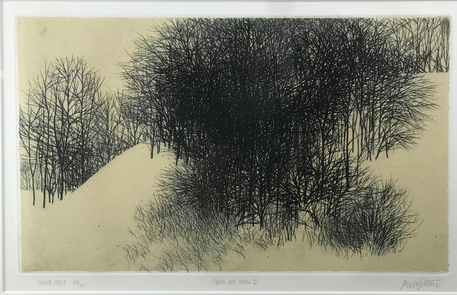 Peter Milton. Etching. Trees and Snow II. 1961. (1 of 6)