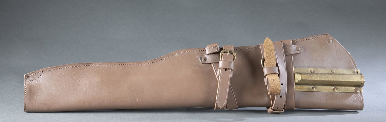 Leather carbine scabbard holster: Leather carbine scabbard holster. 30 1/4" long.