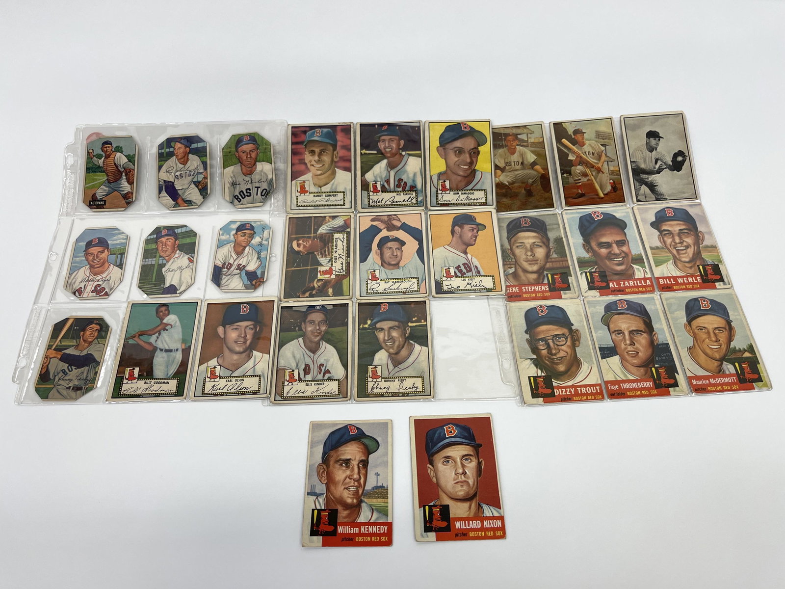 1951-53 Bowman & Topps Red Sox Baseball Cards. (1 of 2)