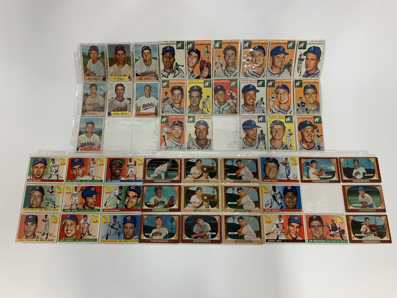 1954-55 Topps & Bowman Athletics Baseball Cards. (1 of 8)