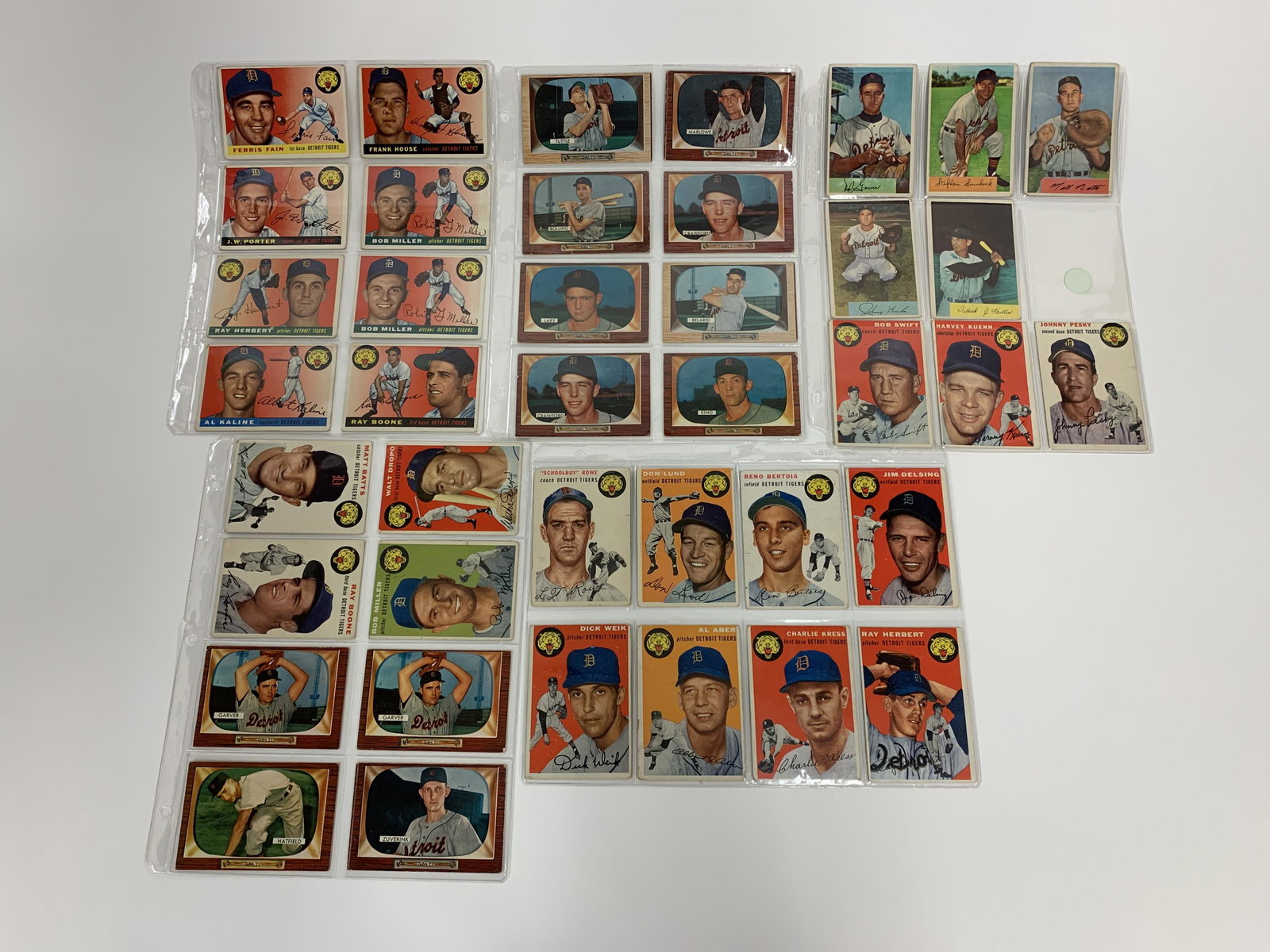 1954-55 Topps & Bowman Tigers Baseball Cards. (1 of 5)
