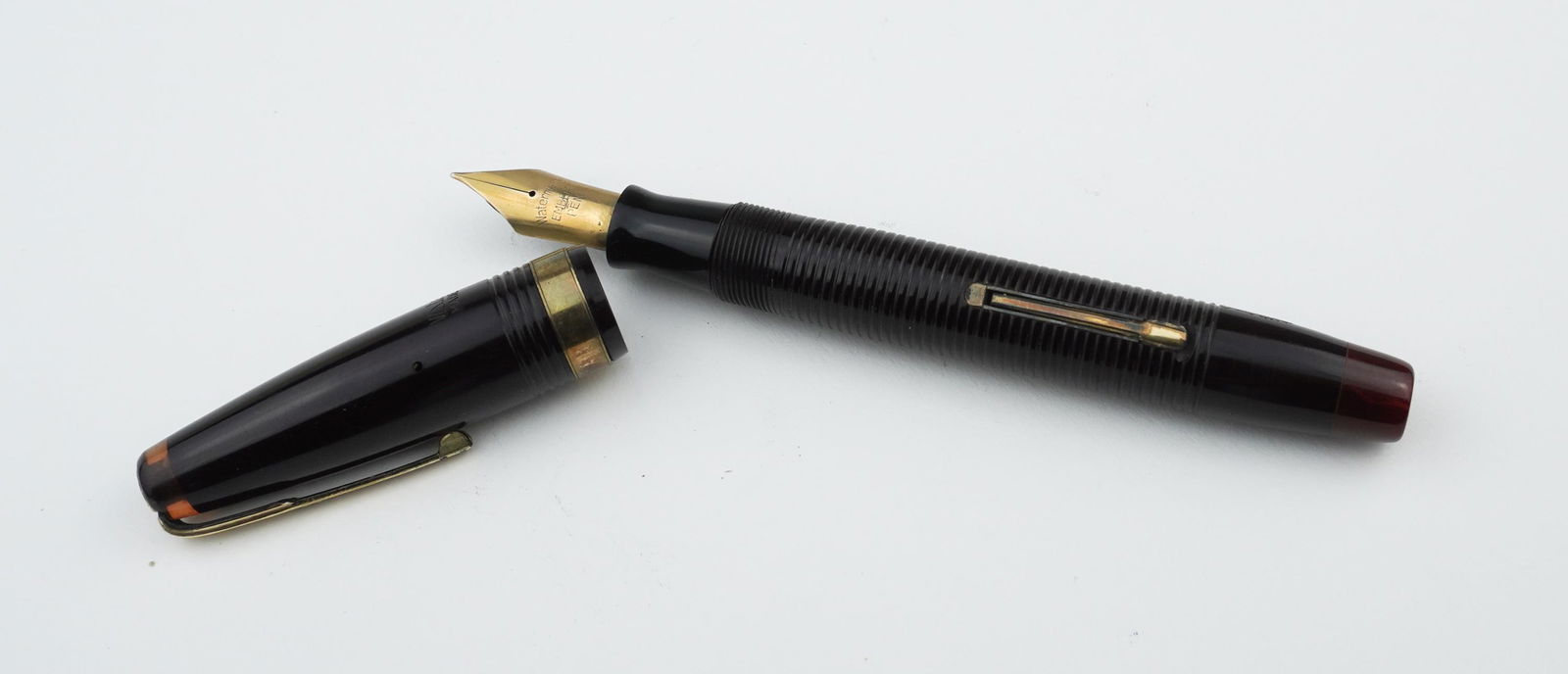 Waterman Oversized 100 Year Fountain Pen: Waterman Oversized 100 Year Fountain Pen with brown ribbed body and emblem nib