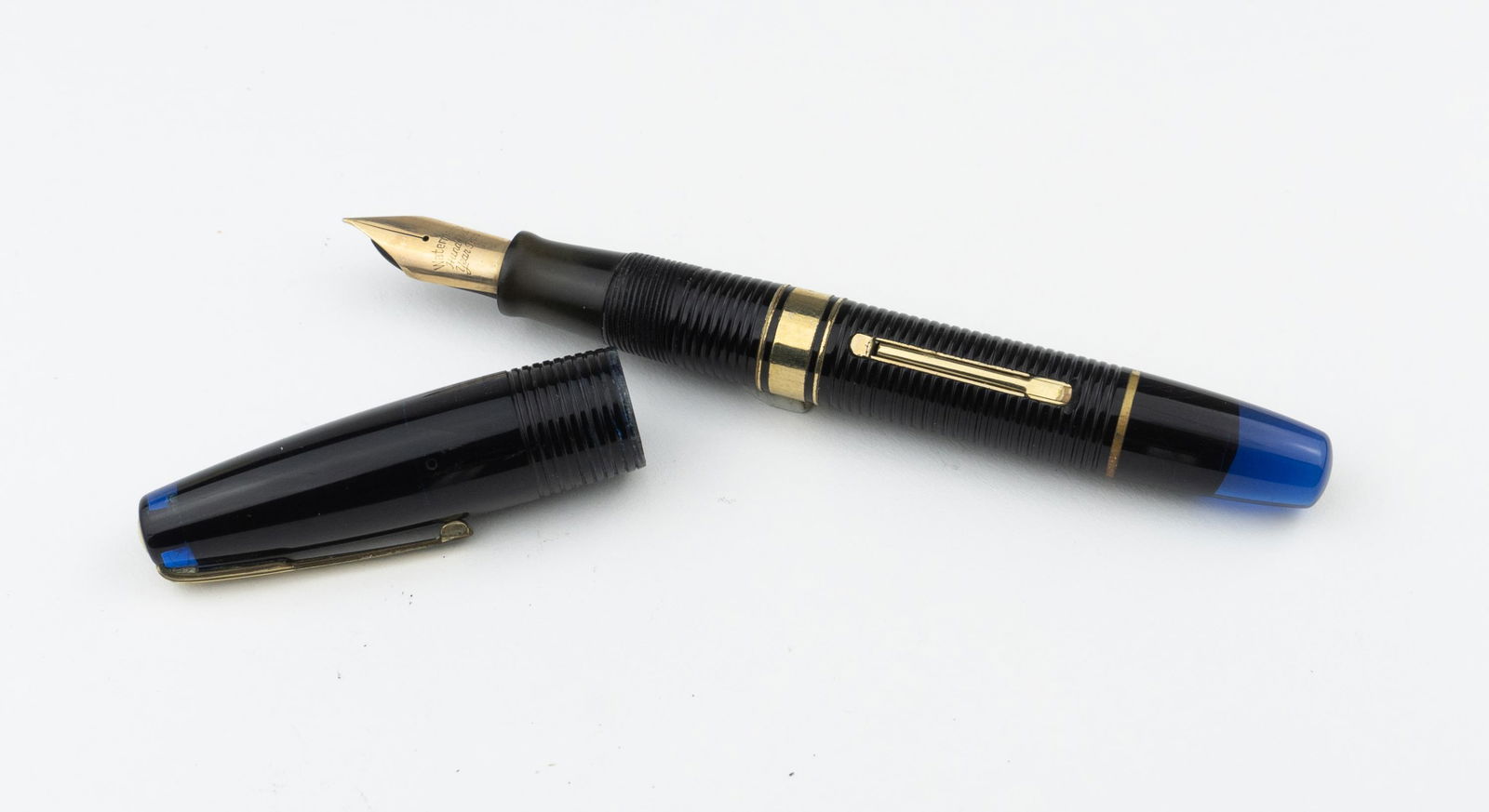 Waterman 100 Year Fountain Pen: Waterman 100 Year Fountain Pen in blue ribbed body and 100 year nib