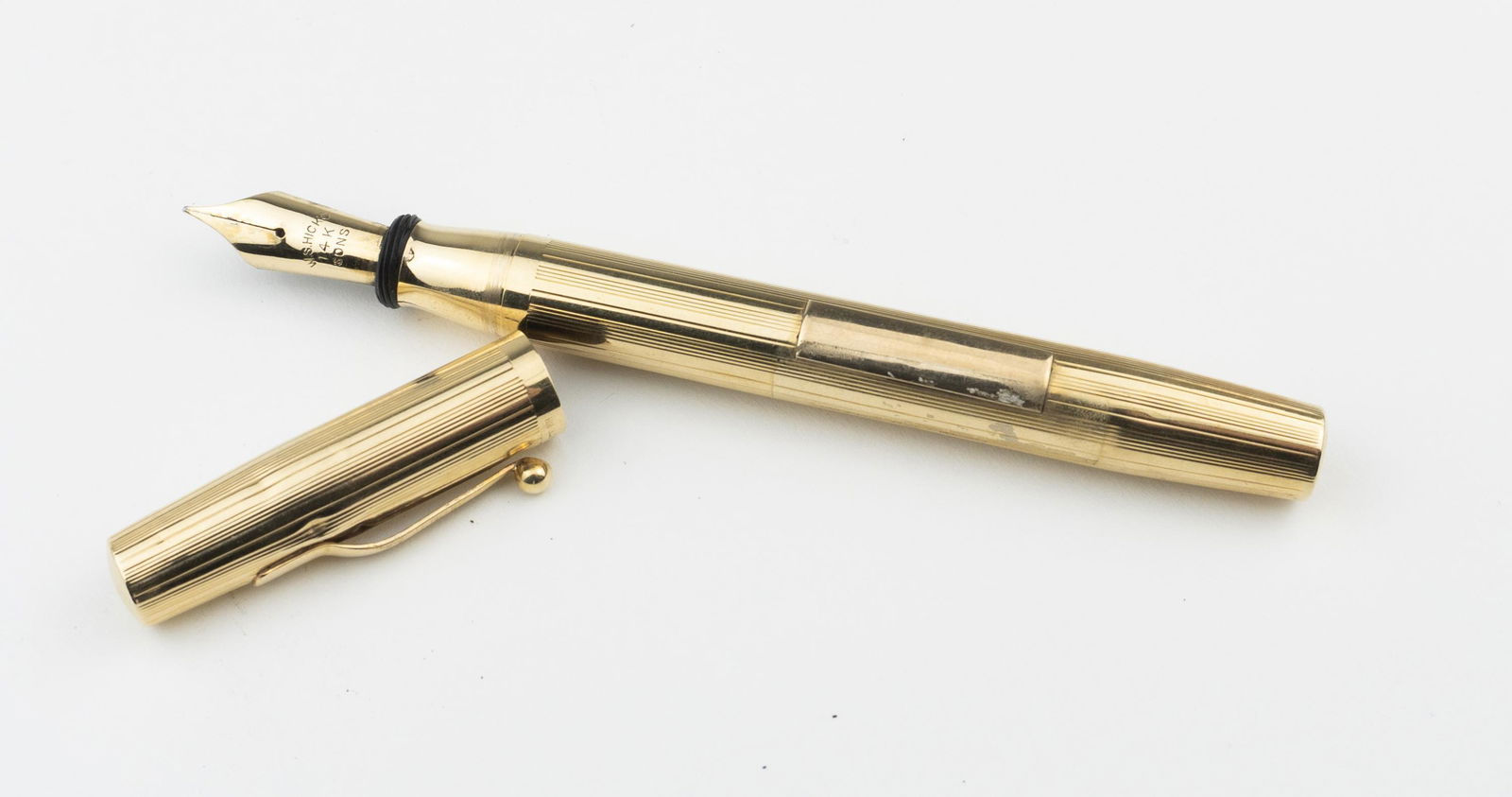 W S Hicks 14K Solid Gold Fountain Pen: W S Hicks 14K Solid Gold Fountain Pen by Spaulding-Gorham, 14K nib
