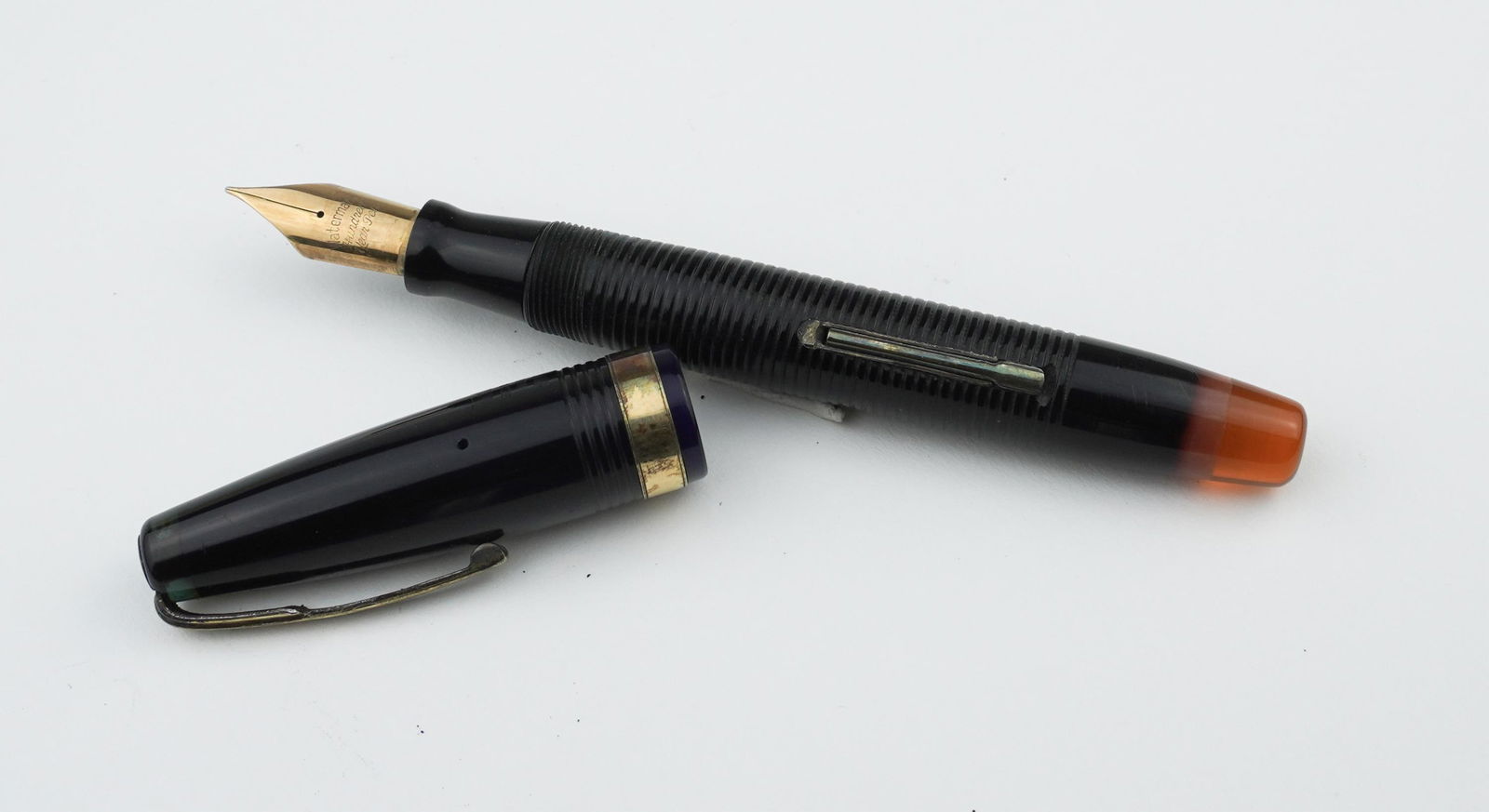 Waterman 100 Year Fountain Pen: Waterman 100 Year Fountain Pen in black ribbed with wide cap band , 100 year nib