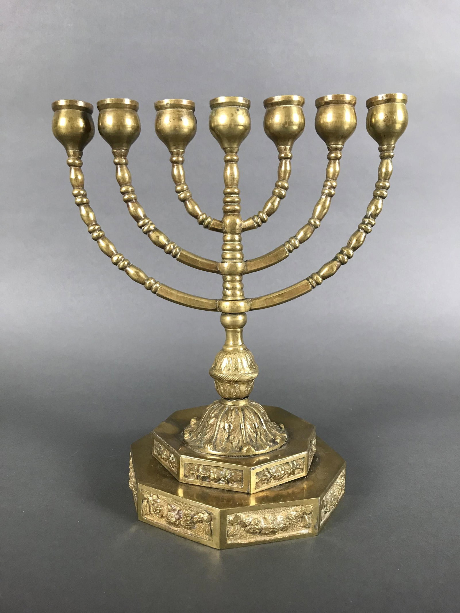 Polish brass Temple form menorah (1 of 2)