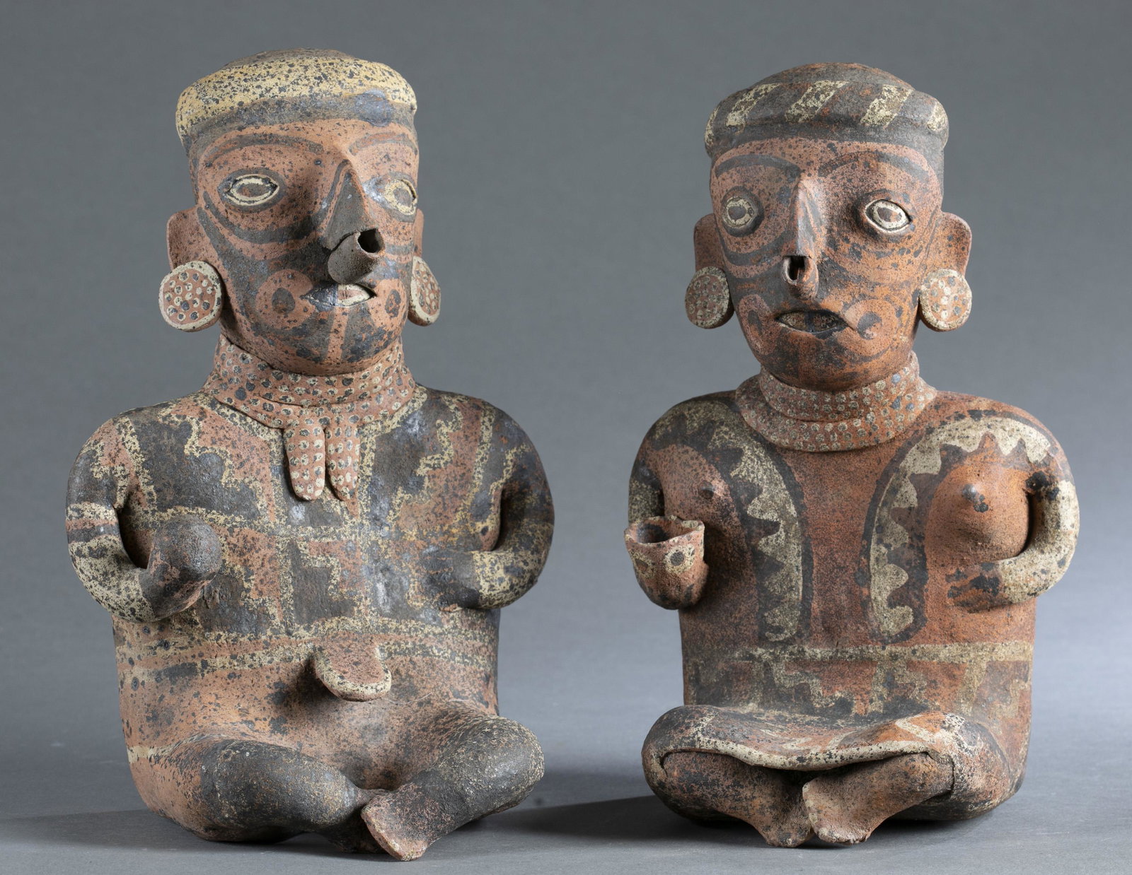 2 Nayarit Seated Figures, Mexico, 200 BCE-200 CE. (1 of 9)