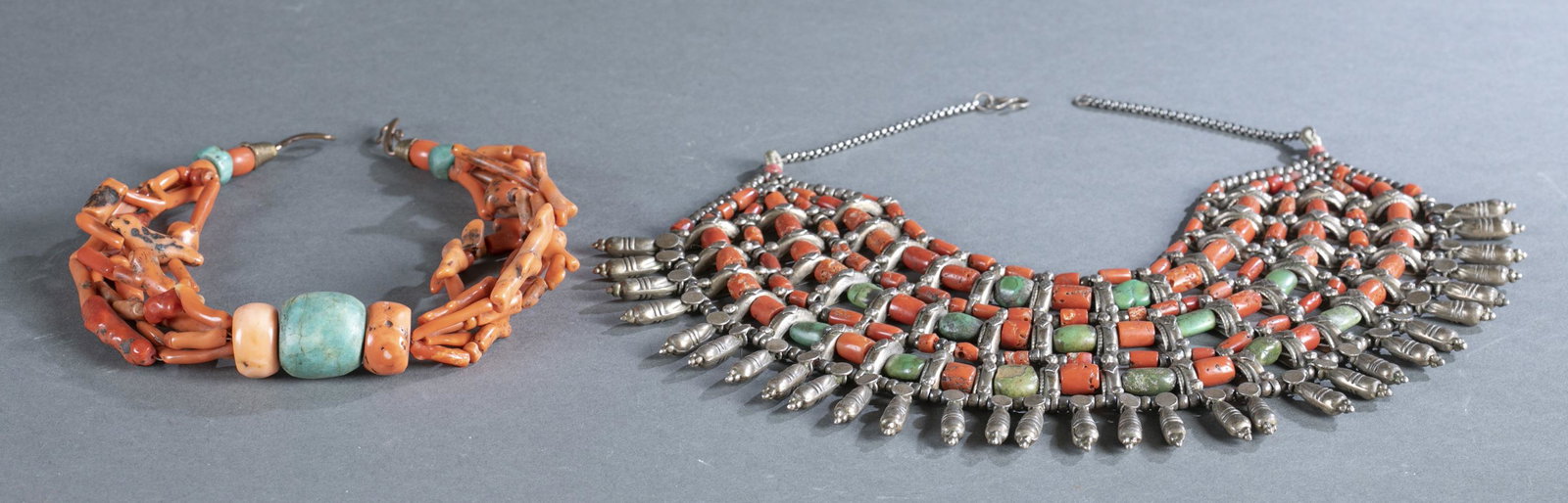 2 Nepalese Coral and Turquoise Necklaces. (1 of 3)