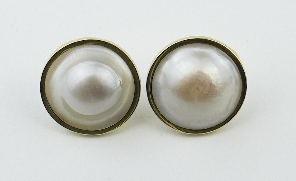 14KYG and Blister Pearl Post Clip Earrings (1 of 2)