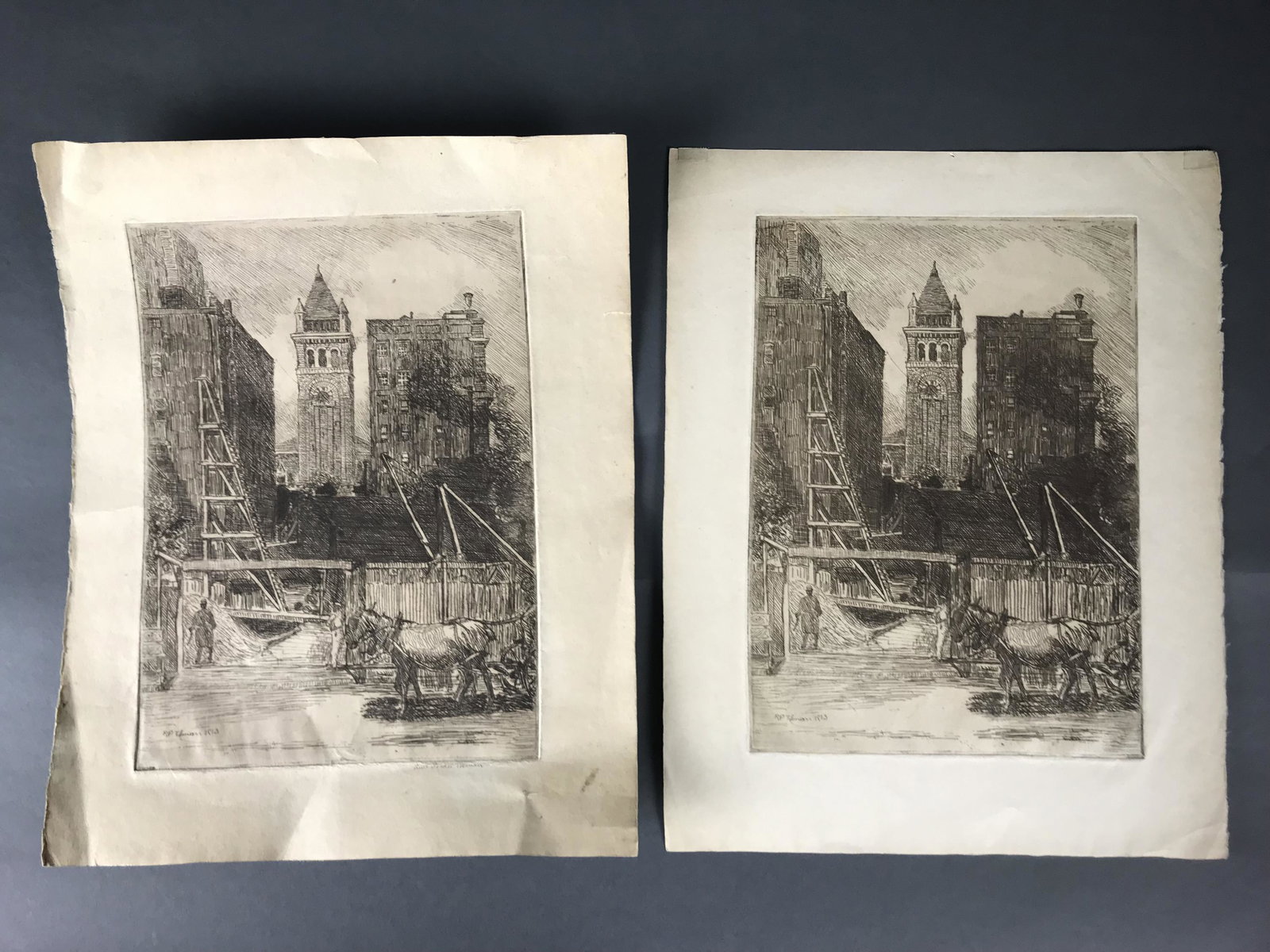 Ruel Pardee Tolman. 2 Untitled Prints. 1913. Etchi (1 of 8)