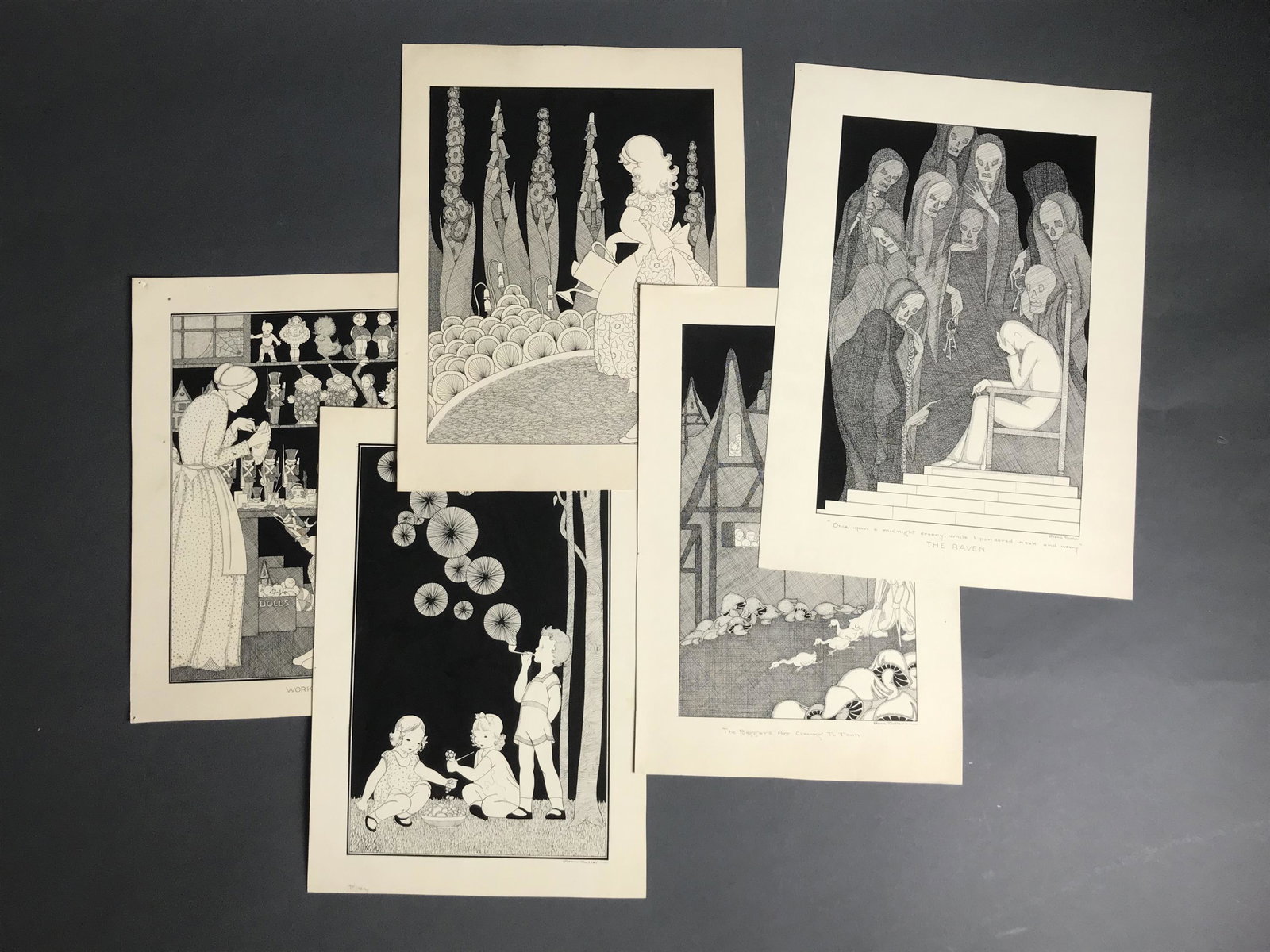 Joann Butler. 5 Illustrations. Early 20th c. Ink. (1 of 7)