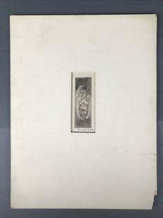 Benedict Tatti. Couple/Untitled. Etching.: Tatti, Benedict Michael (American 1917 - 1993). Couple/Untitled. Etching. Signed in pencil. Plate: 1" x 3". Condition: Very good. Toned. Tipped on.