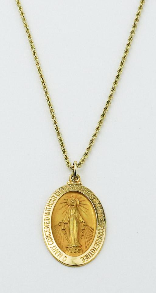 14KYG Rope Chain and Religious Medal Pendant (1 of 1)