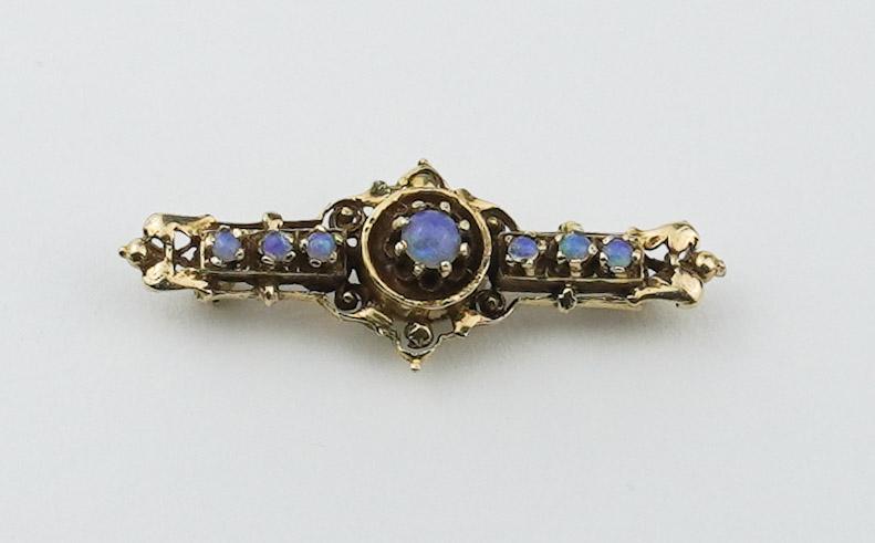 Vintage 14KYG and Opal Bar Pin (1 of 1)