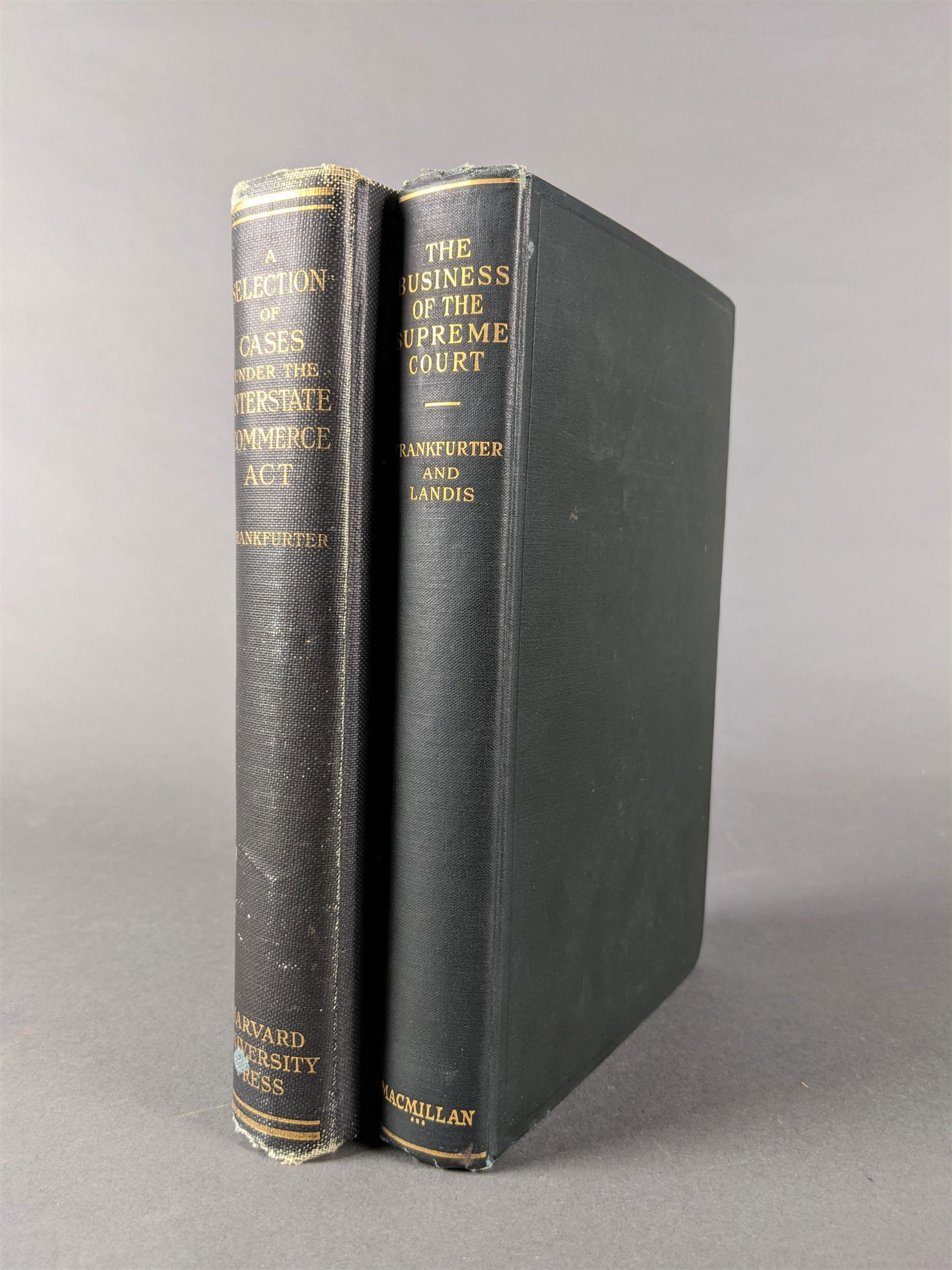 Frankfurter. Interstate Commerce and Supreme Court: Frankfurter, Felix. 2 works. (1) A Selection of Cases under the Interstate Commerce Act. Harvard University Press, Cambridge, 1915. First edition of Frankfurter first book. 4to. xi, 706. Publisher's n