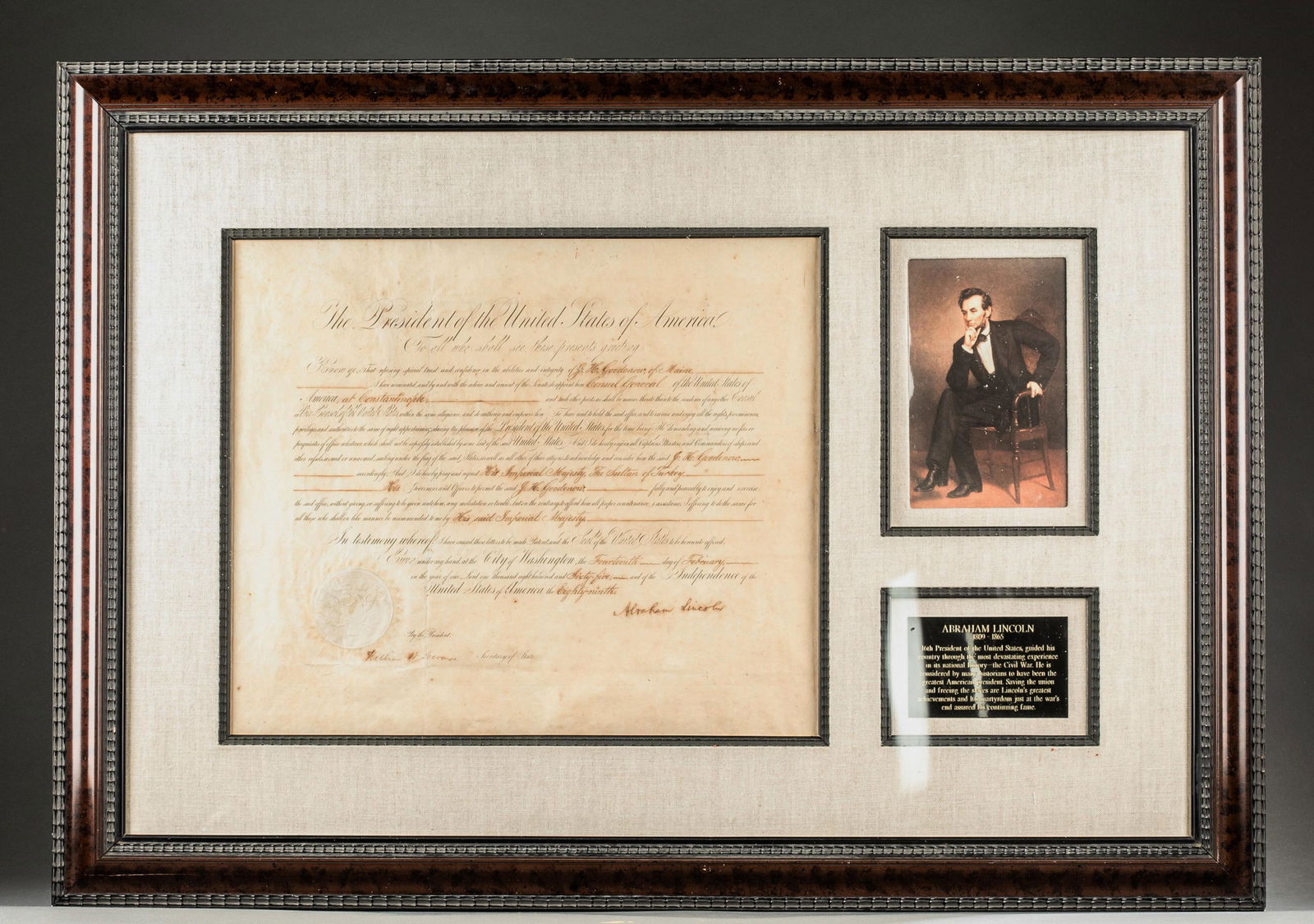 Full Lincoln Signed Appointment. 1865. (1 of 6)