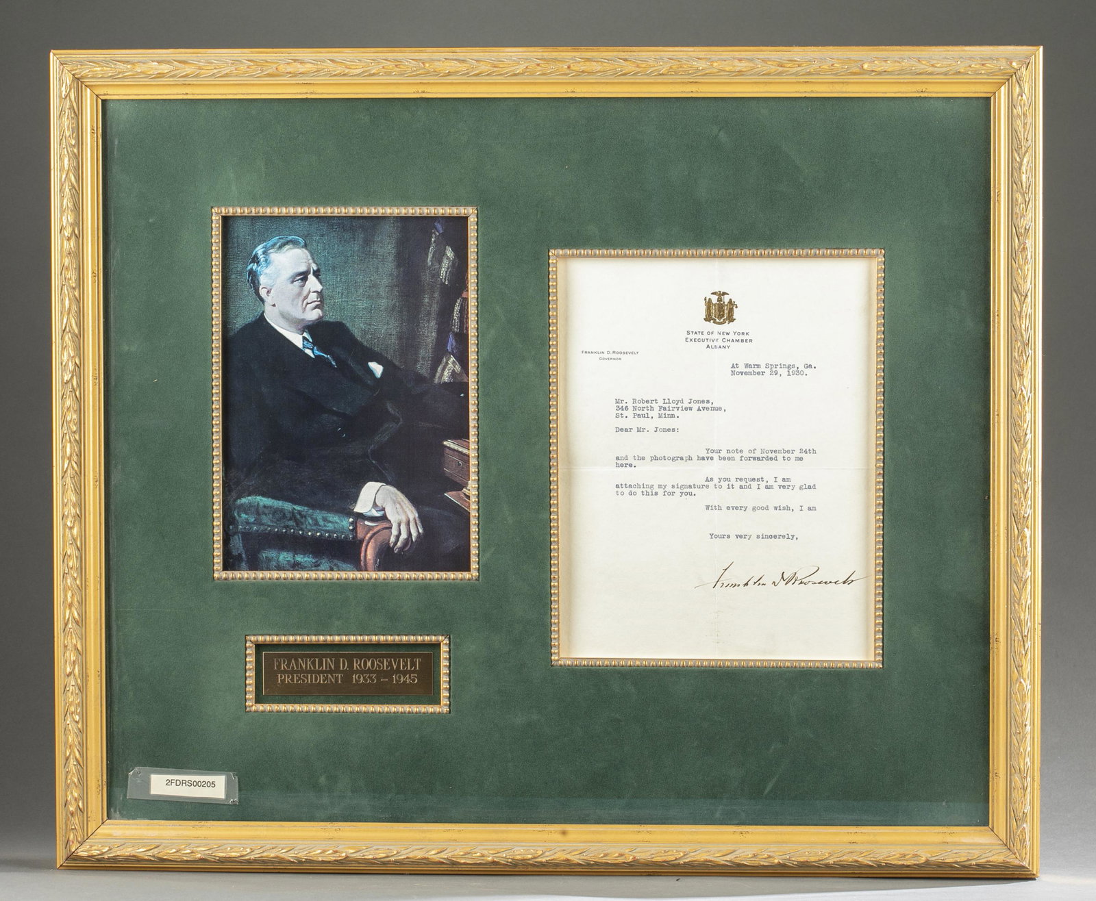 Franklin Delano Roosevelt Signed TLS (1 of 5)