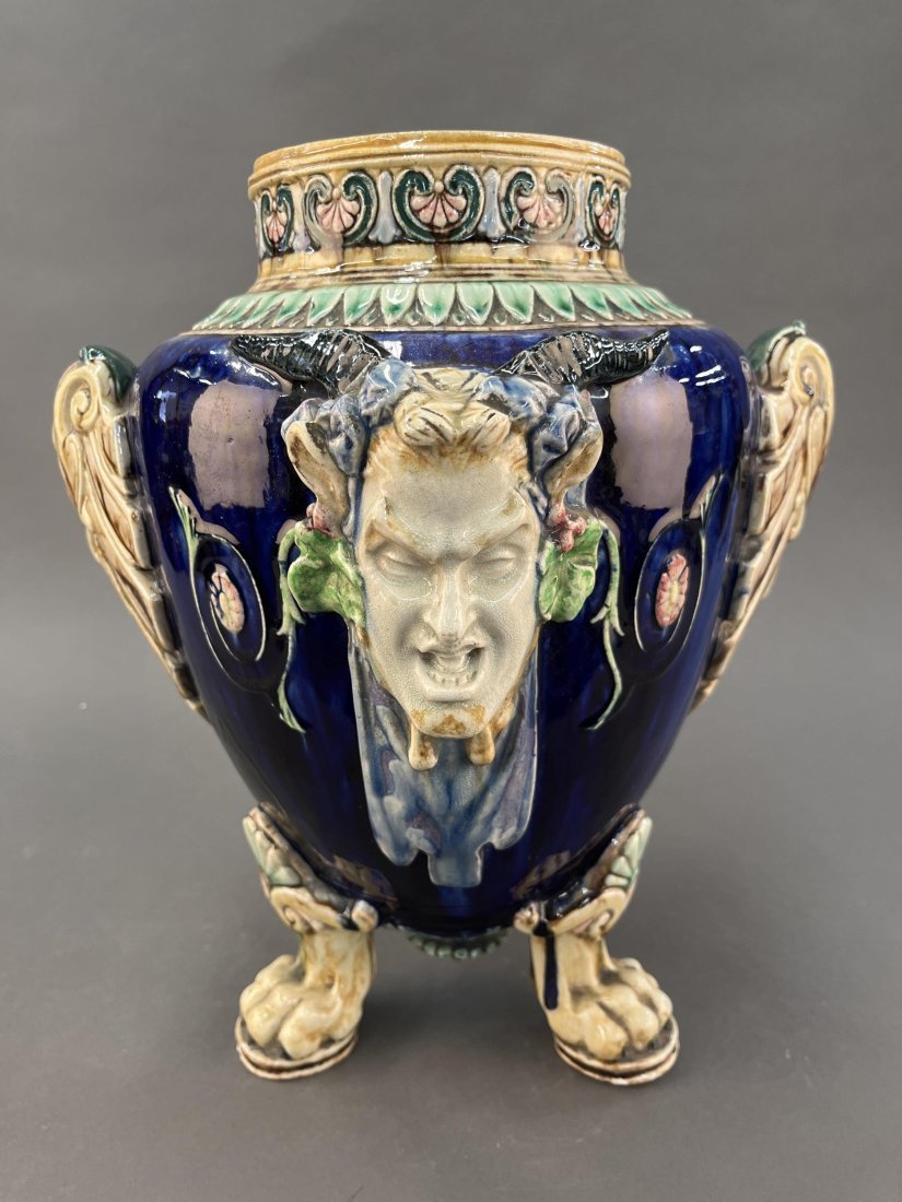 Minton style majolica Bacchus urn. (1 of 5)