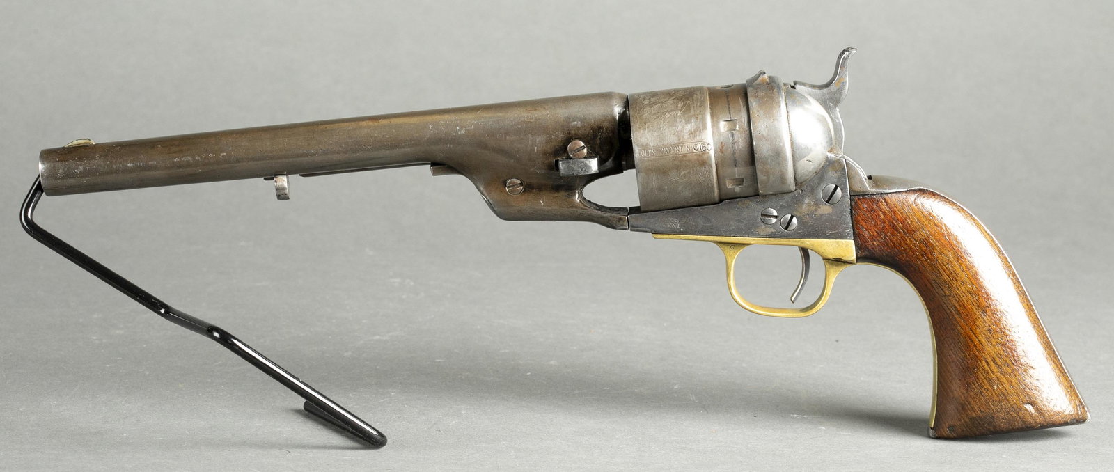 Richards Colt M1860 Army Revolver, .44 CF: [Antique Firearm] A Richards Conversion Colt Model 1860 Army Revolver, .44 CF. Manufactured in 1873 and converted between 1873-1878. Blued finish and brass trigger guard. 8" barrel with Colt address r