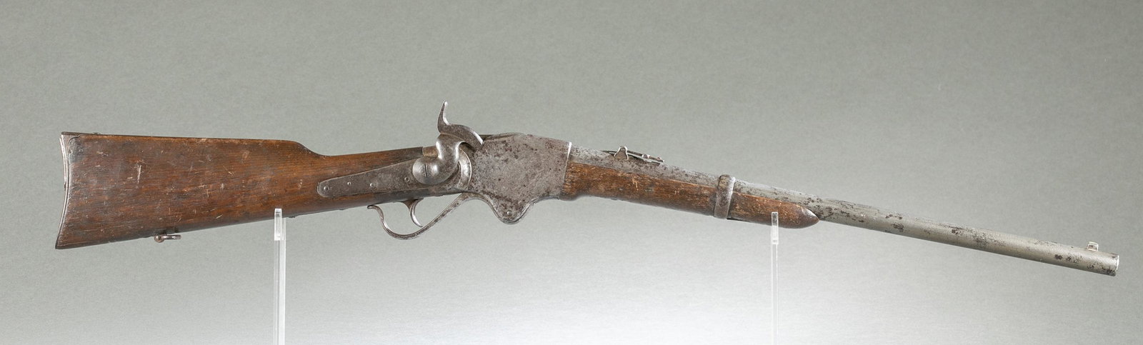 Spencer M1860 carbine, .52 caliber.: [Antique Firearm] A Spencer model 1860 lever action carbine, .52 caliber. 22" round barrel. Top receiver stamped "SPENCER REPEATING/ RIFLE CO. BOSTON, MASS./ PAT'D MARCH 6,1860." Sling bar and sling s
