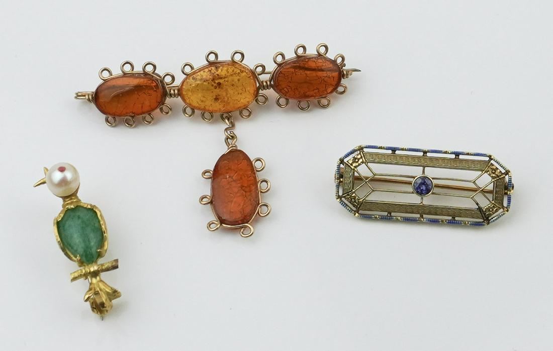 Collection of Three 14KYG Pins (1 of 1)