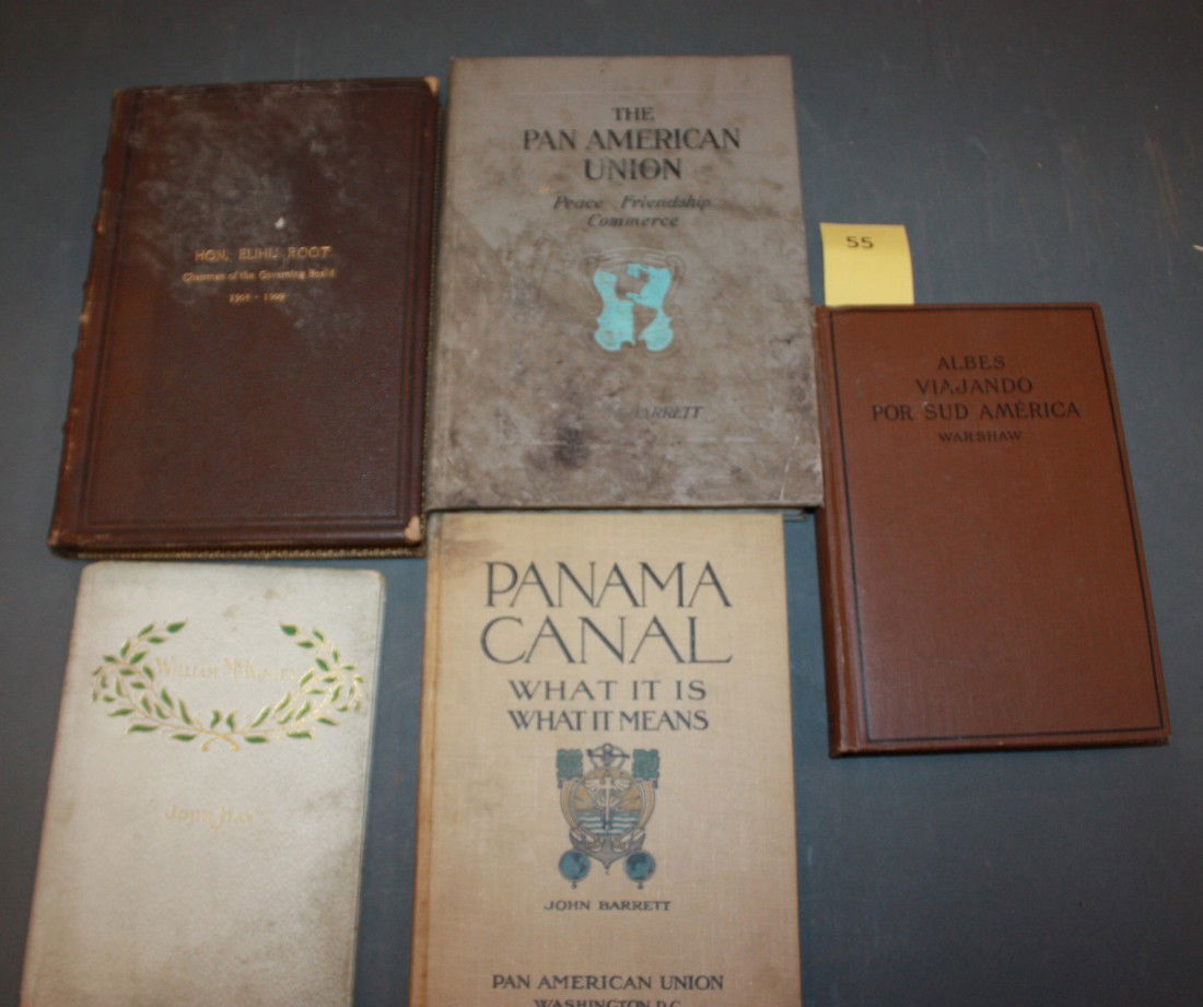 6 Bks (8 Vols), 4 signed (1 inscr to Elihu Root).: [Latin America/Pan-American Union/John Sherman]. 6 Titles (8 Vols), 4 signed. ++ John Barrett. The Pan American Union: Peace Friendship Commerce. 2 Copies (1 signed/inscribed to Elihu Root). Wash: (Pr