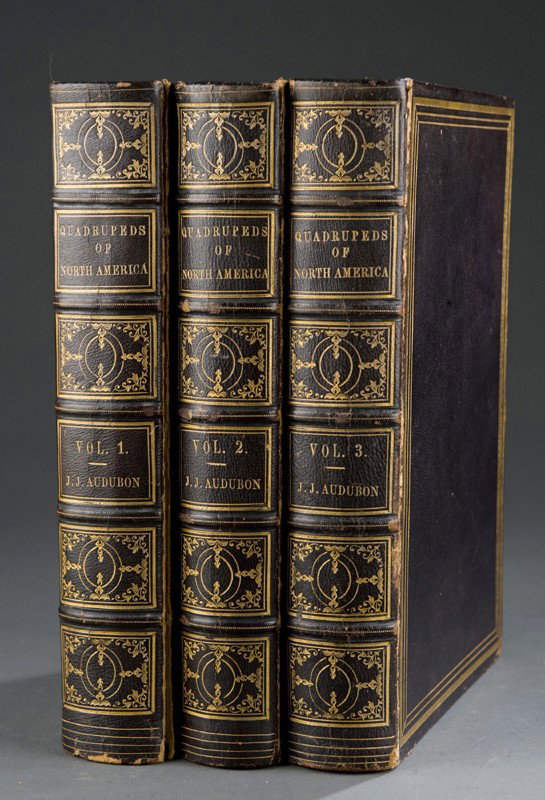 Audubon. THE QUADRUPEDS OF NORTH AMERICA. 3 Vols.: [Audubon/Quadrupeds]. John James Audubon and John Bachman. The Quadrupeds Of North America. 3 Vols. NY: V. G. Audubon. Vols I-II: 1851. Vol III: 1854. Half title present only in Vol I, otherwise compl