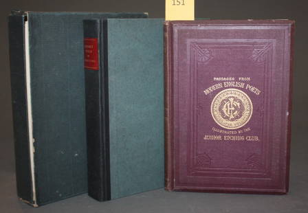 Passages from Modern English Poets. 47 etchings.: [Whistler/Robert Field]. 2 Titles. ++ Passages From Modern English Poets. Illustrated by the Junior Etching Club. Lon: Day & Son, (nd). [C. 1865]. 4to. Orig purple cloth; Small stains and scuffing to