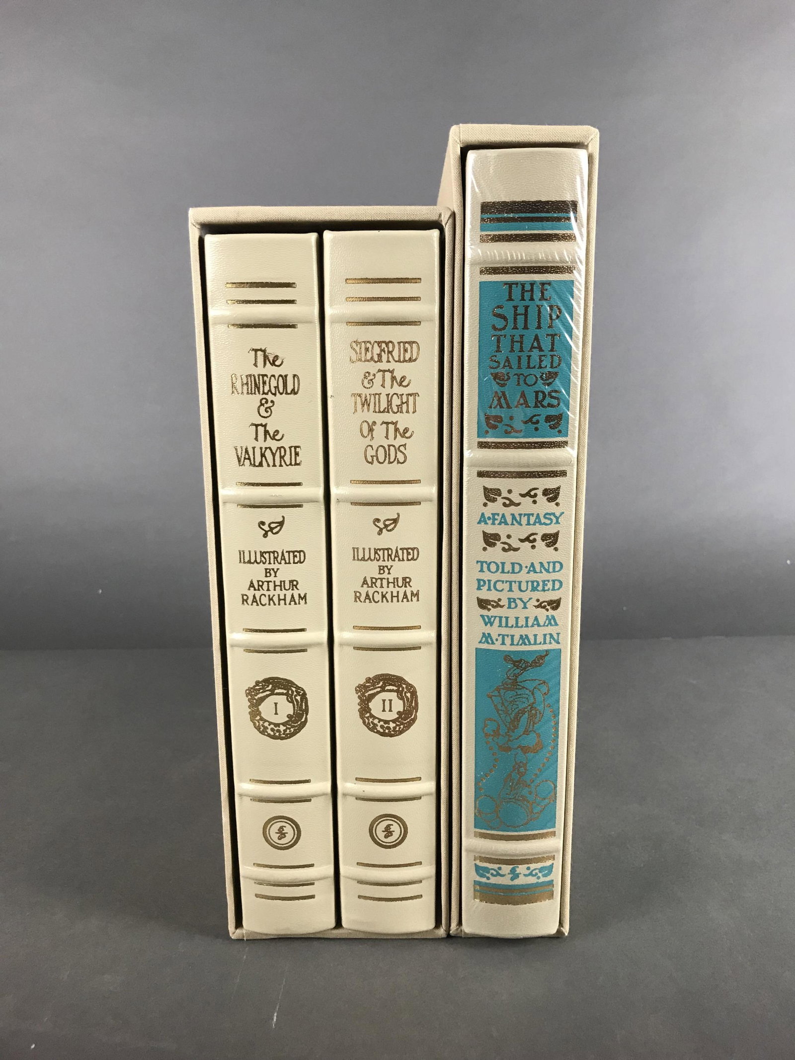 3 Vols. Easton. Deluxe Illustrated.: [Easton][Illustrated]3 Volumes in 2 sets. The Easton Press. Each edition bound in leather with gilt decoration, silk moire end papers, and gilt edges. ++ Richard Wagner. Ring of the Nibelung, in 2 vol