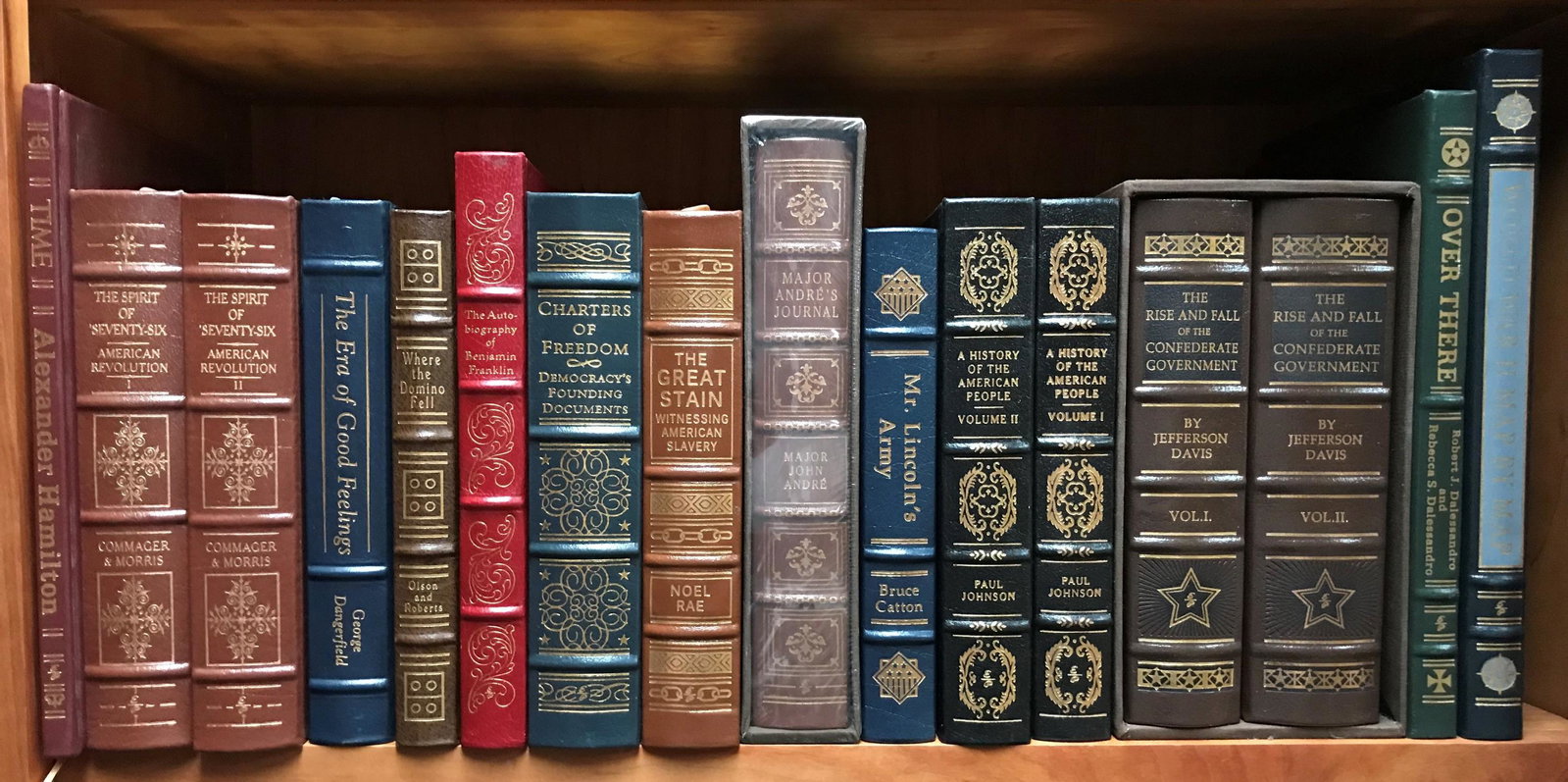 16 Vols. Easton. American History.: [Easton][Americana]16 Volumes on American History. Each edition bound in leather with gilt decoration and gilt edges. ++ Time. Alexander Hamilton. ++ 2 Vols. Commager & Morris. The Spirit of Seventy S