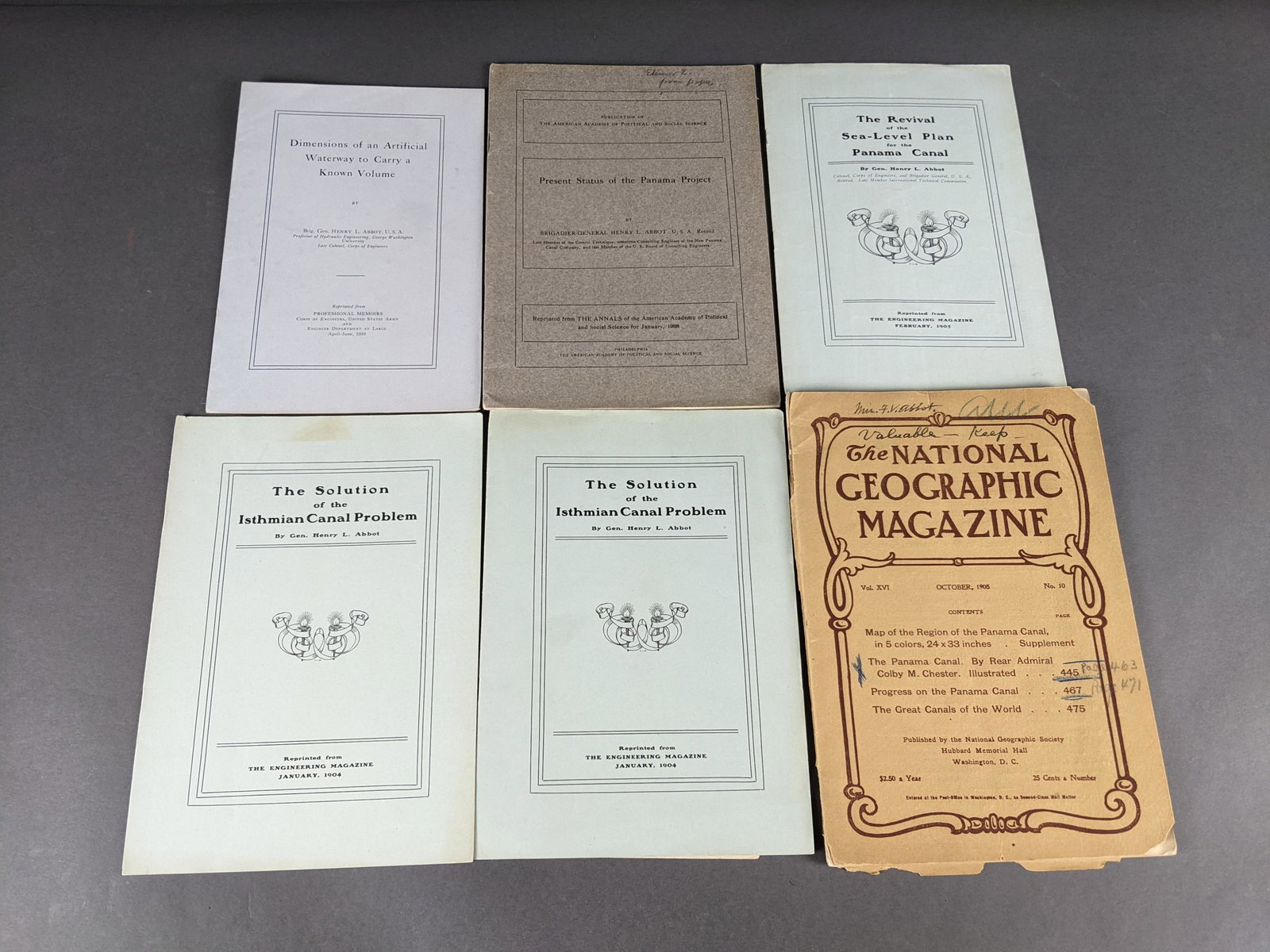 Panama Canal Collection: [Manuscript] Small collection of pamphlets of writings of Gen. Henry L. Abbot on the Canal.Henry Larcom Abott (1831-1927) ws a military engineer and career officer in the United States Army. He served