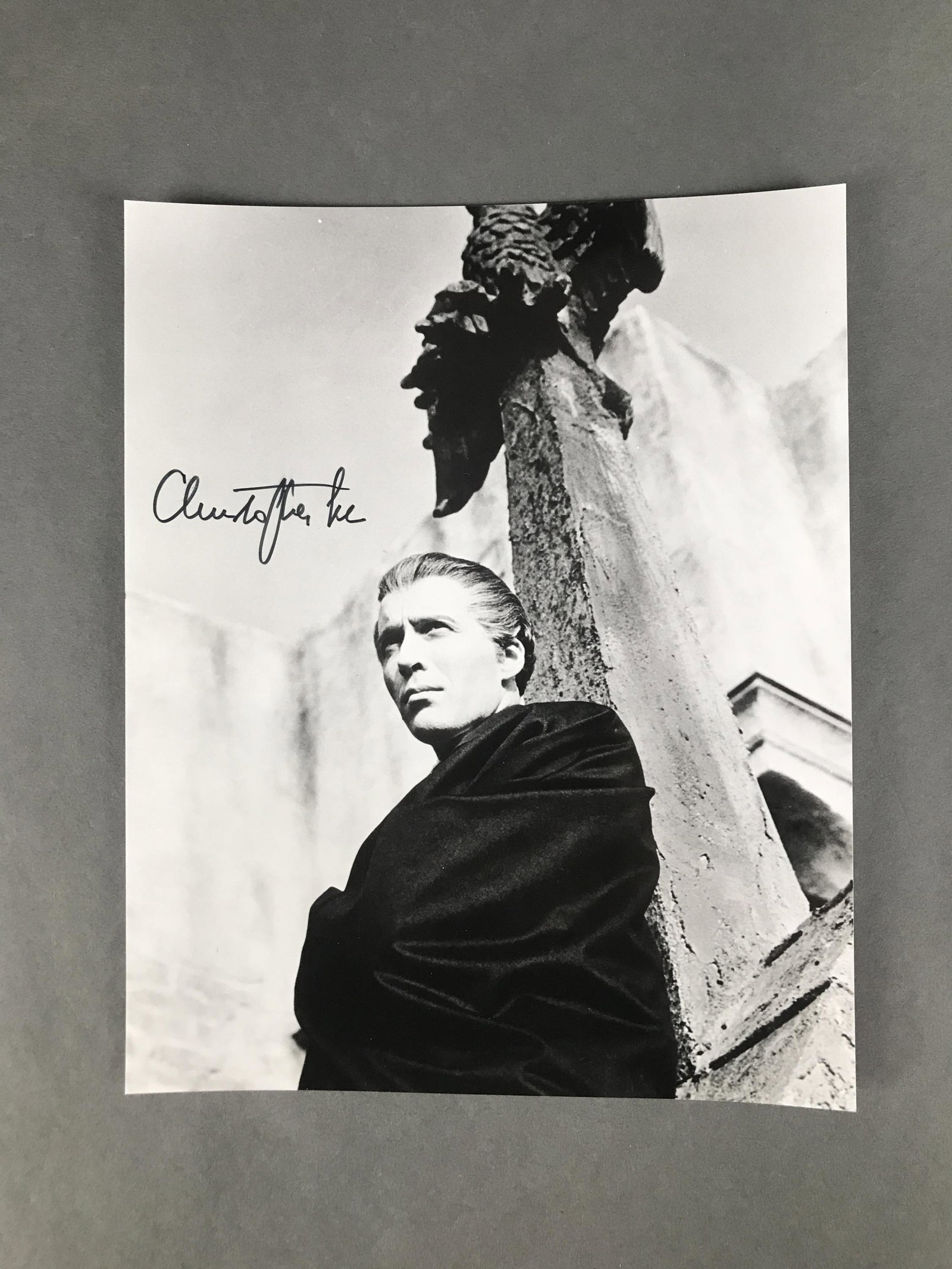 Christopher Lee Signed Photograph: [Pop Culture Autograph] Black and white portrait of Sir Christopher Lee (1922-2015) from the set of Dracula (1958.) Signed in black felt pen, the signature is strong and clear. Picture size: 8" x 10"C