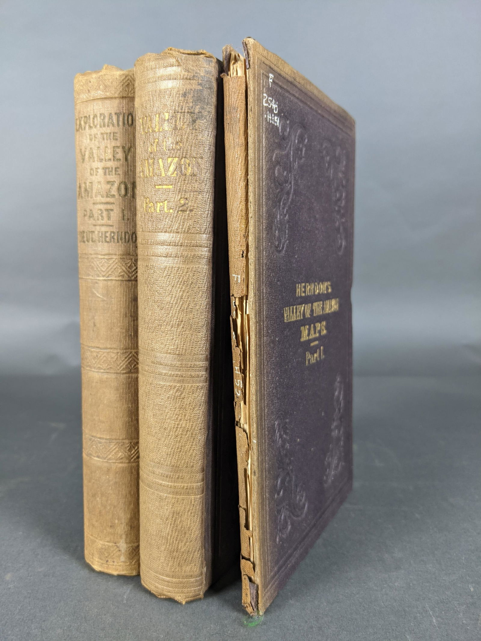 Herndon. Exploration of the Valley of the Amazon.: [Brazil] Herndon, William Lewis & Lardner Gibbon. Exploration of the Valley of the Amazon, Made Under Direction of the Navy Department. Washington, A.O.P. Nicholson/Robert Armstrong, 1853-54. 2 volume