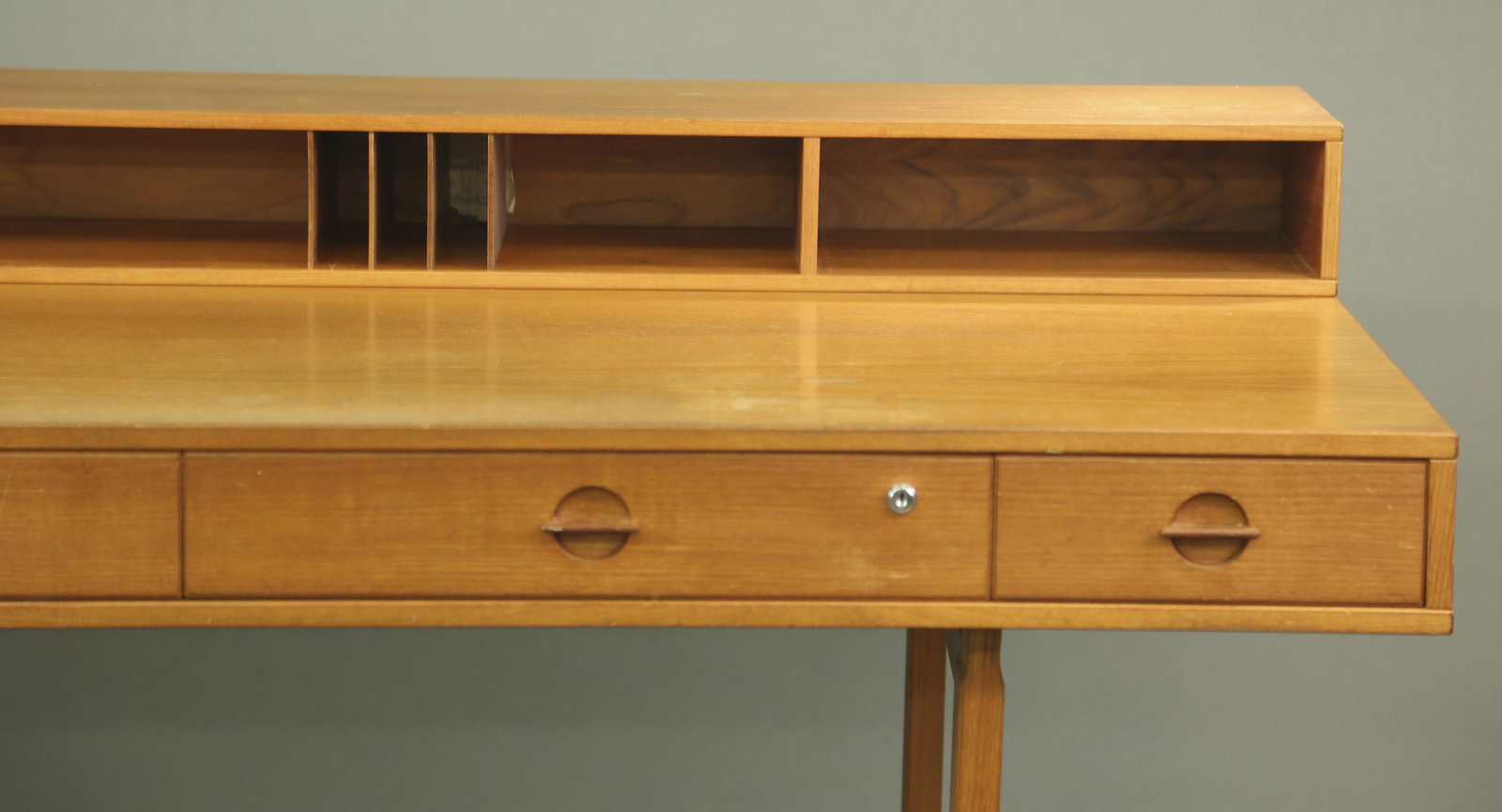 Danish Modern Lovig partners desk.: A Danish Modern Jens Quistgaard (Danish, 1919-2008) for Peter Lovig Nielsen (Danish, 1915-1989) partners desk. Walnut. Manufacturers mark on underside "Lovig Dansk Designs Denmark" and dated "1975." P