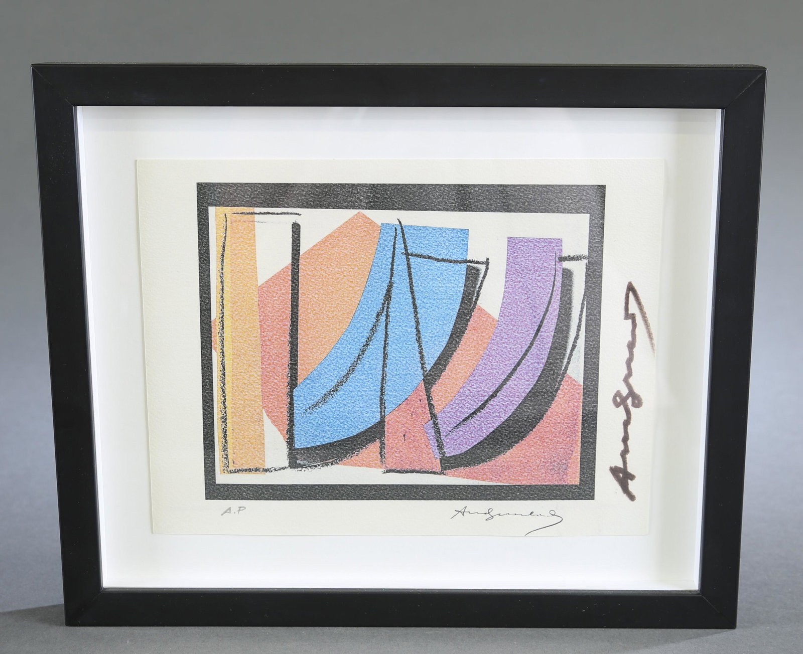 Andy Warhol, U.N. Stamp (1979), Offset litho.: Warhol, Andy (American 1928 - 1987). U.N. Stamp. 1979. Offset lithograph on Reeves BFK paper. Plate signed in l.r. Artist Proof, marked in pencil in l.l. Signed in felt-tip marker vertically on right 