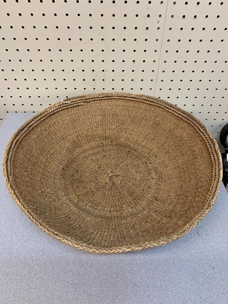 Lesotho Style Basket.: Reed. 15 1/2" x 4".