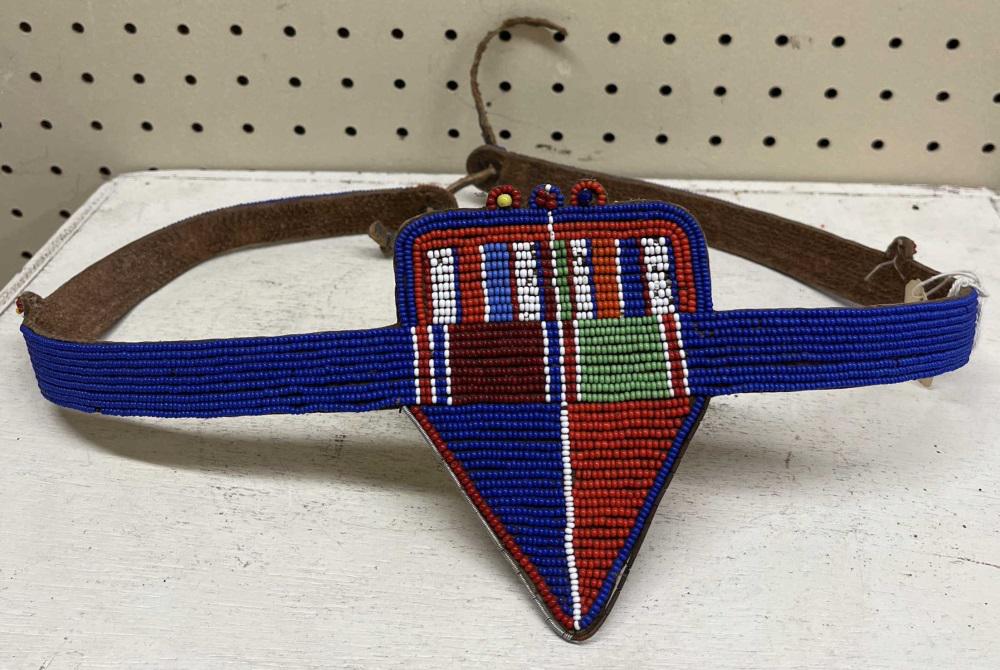 Maasai Style Belt, Kenya.: Beads, leather. 12" x 8".Provenance: M.J., 1997.