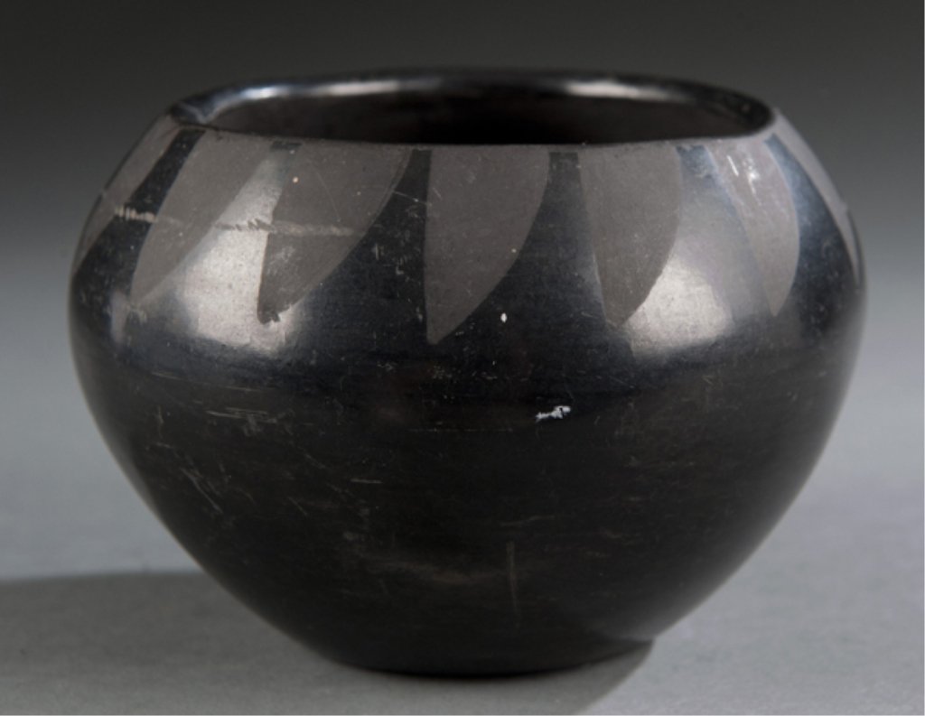 San Ildefonso Pottery Bowl Signed Lucy Martinez: San Ildefonso Pottery Bowl Signed Lucy Martinez. 3 3/8"h x 4 1/2"w.