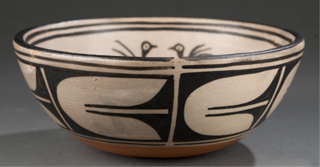 Robert Tenorio bowl.: Robert Tenorio bowl, Santa Domingo Pueblo. 3 1/2" x 9 1/4"diam.