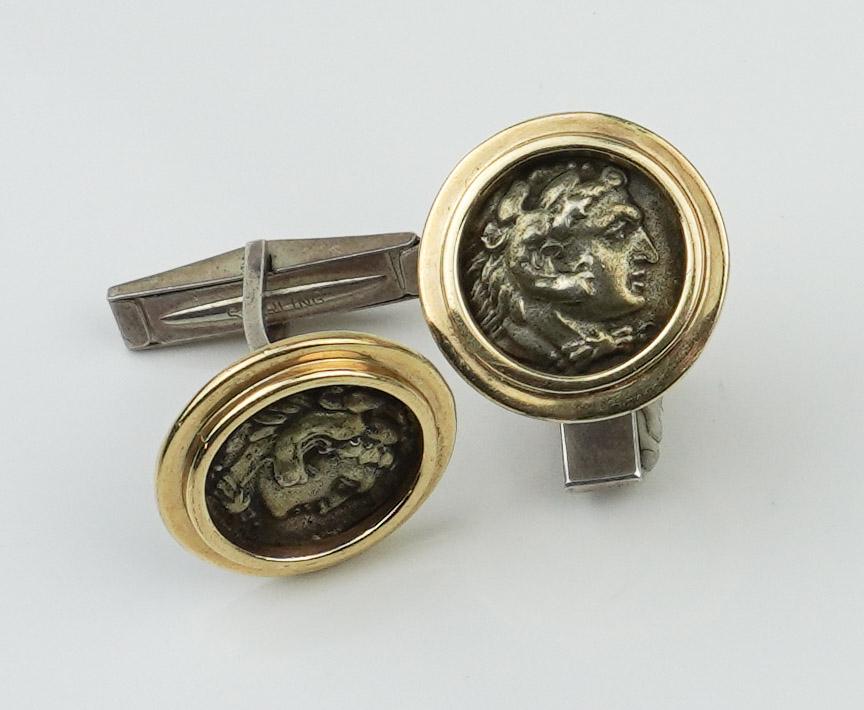 14KYG and Sterling Silver Coin Cufflinks (1 of 1)